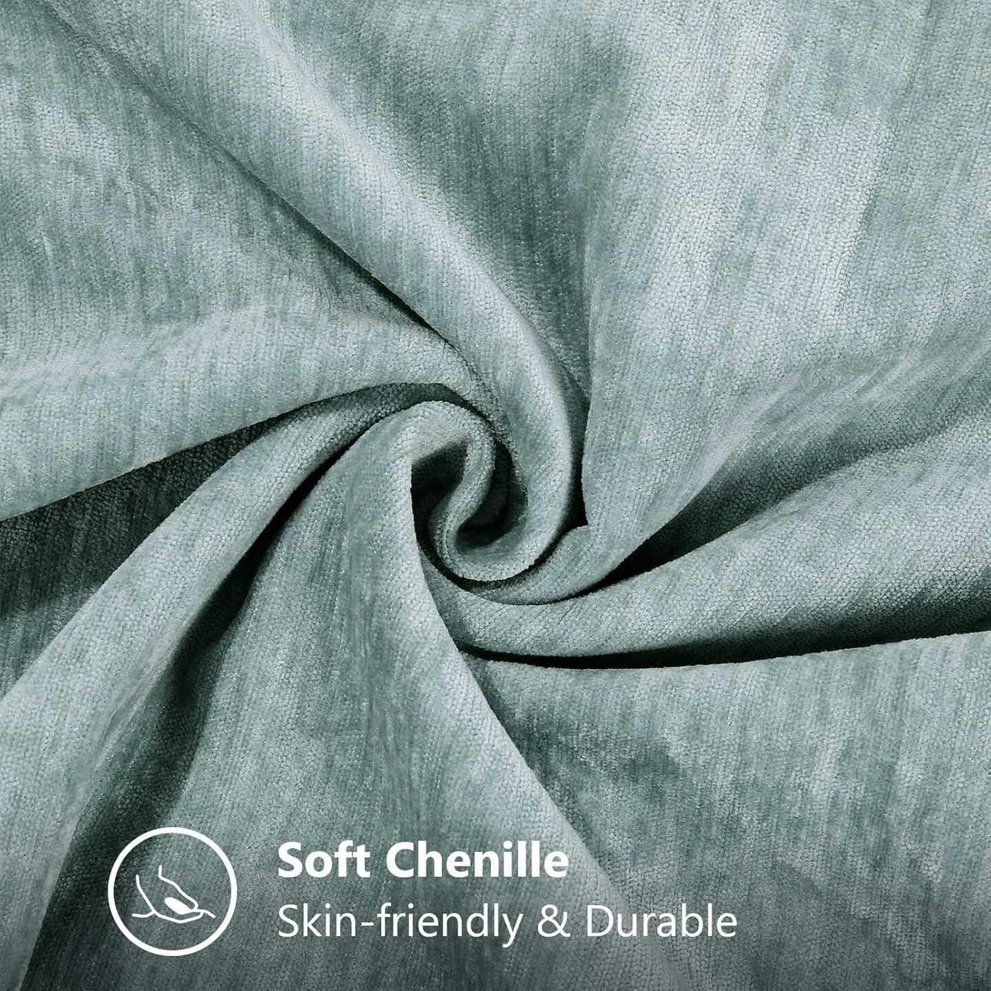 Chenille Soft Throw Pillow Covers 18x18 Set of 2, Farmhouse Velvet Decorative Pillow Covers with Stitched Edge for Couch Sofa Bed, Aqua Haze