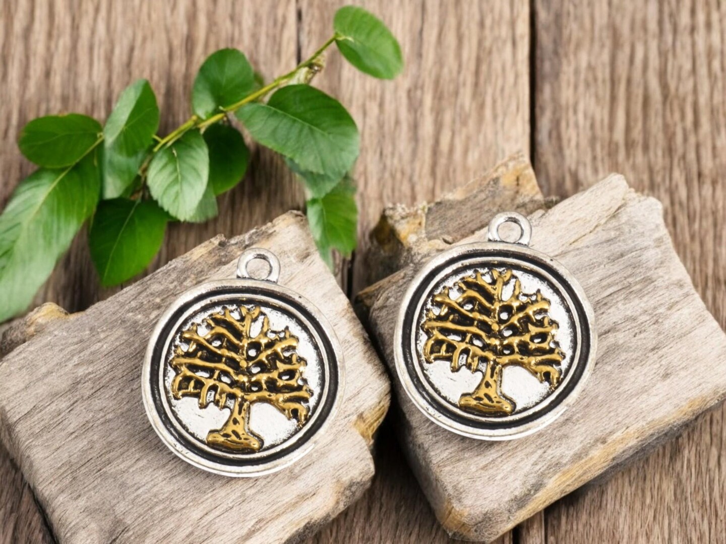 *10* 23x20mm 2 Tone Silver/Gold Tree of Life Charms
