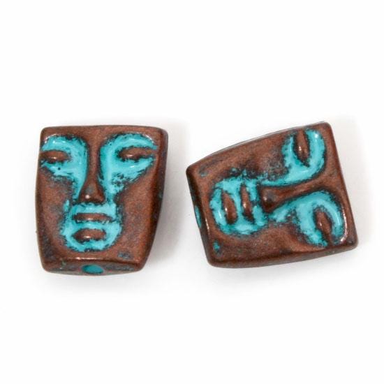 *20* 12x10mm Copper Patina Mask Beads