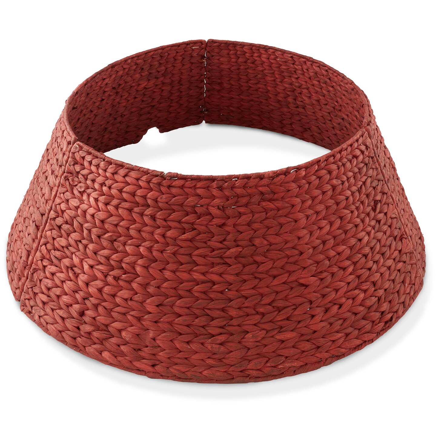 Casafield Christmas Tree Collar, Woven Water Hyacinth Tree Base Cover with Cord Cut Out