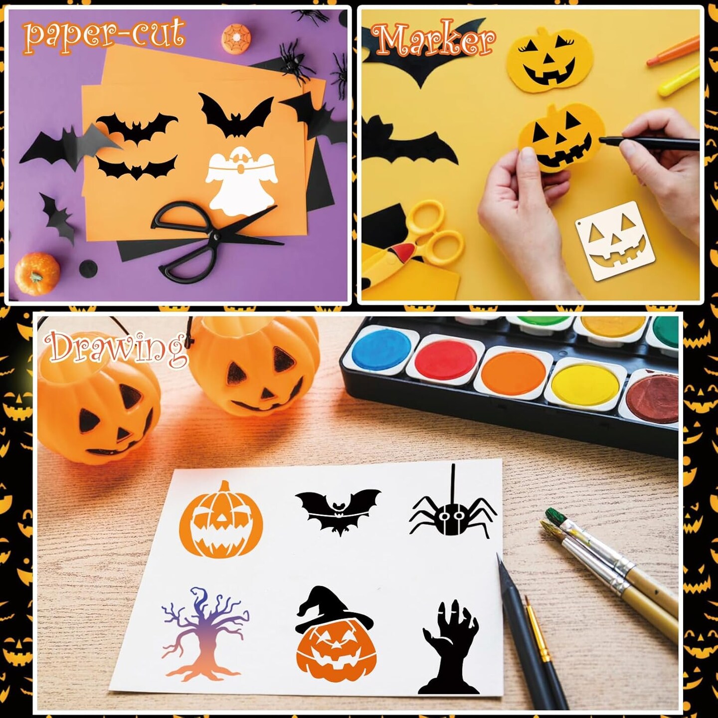 Small Halloween Stencils for Painting on Wood (60 Boo)