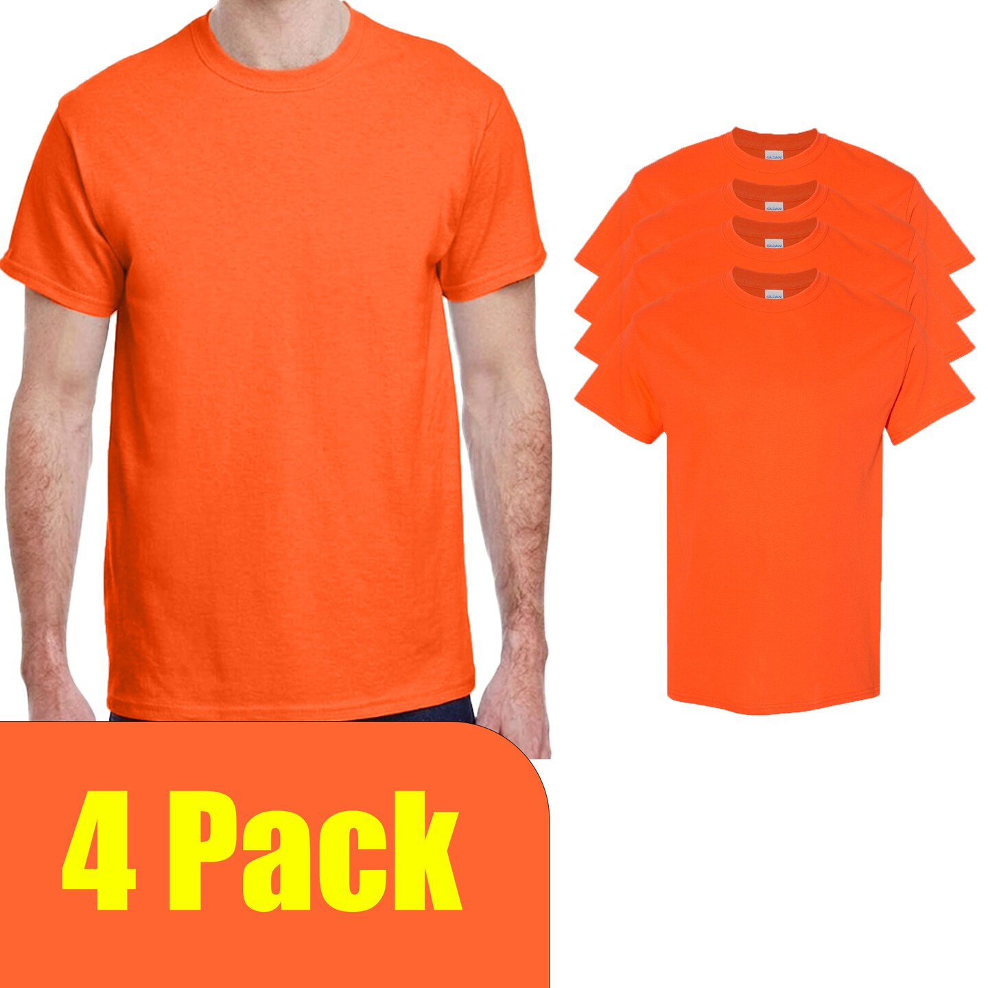 Gildan Heavy Cotton Crewneck T-Shirt Craft Bundle, Orange Unisex Short Sleeve Blanks for DIY Printing (2–14 Pack)