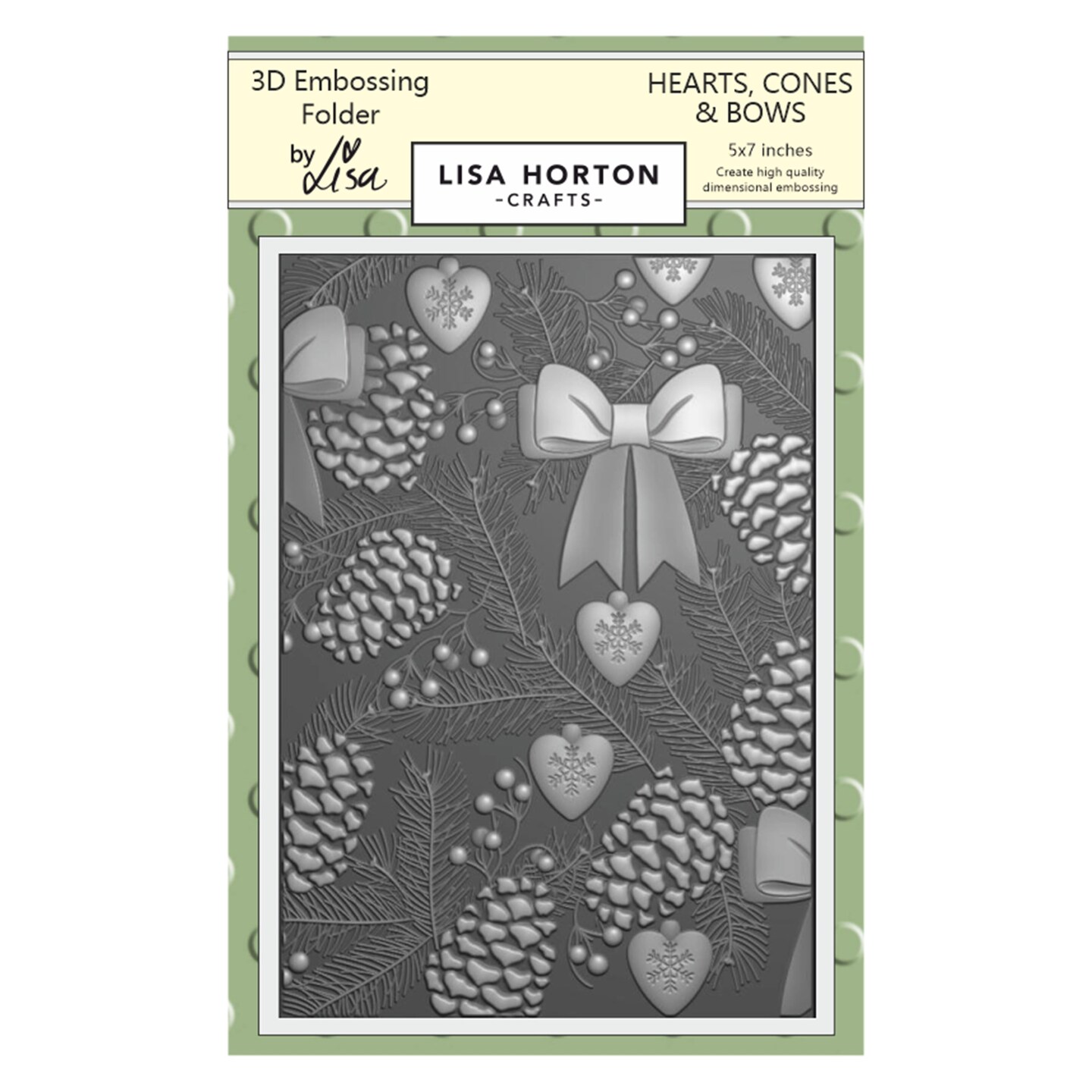 Lisa Horton Crafts Embossing Folder 5"X7"-Hearts, Cones, and Bows