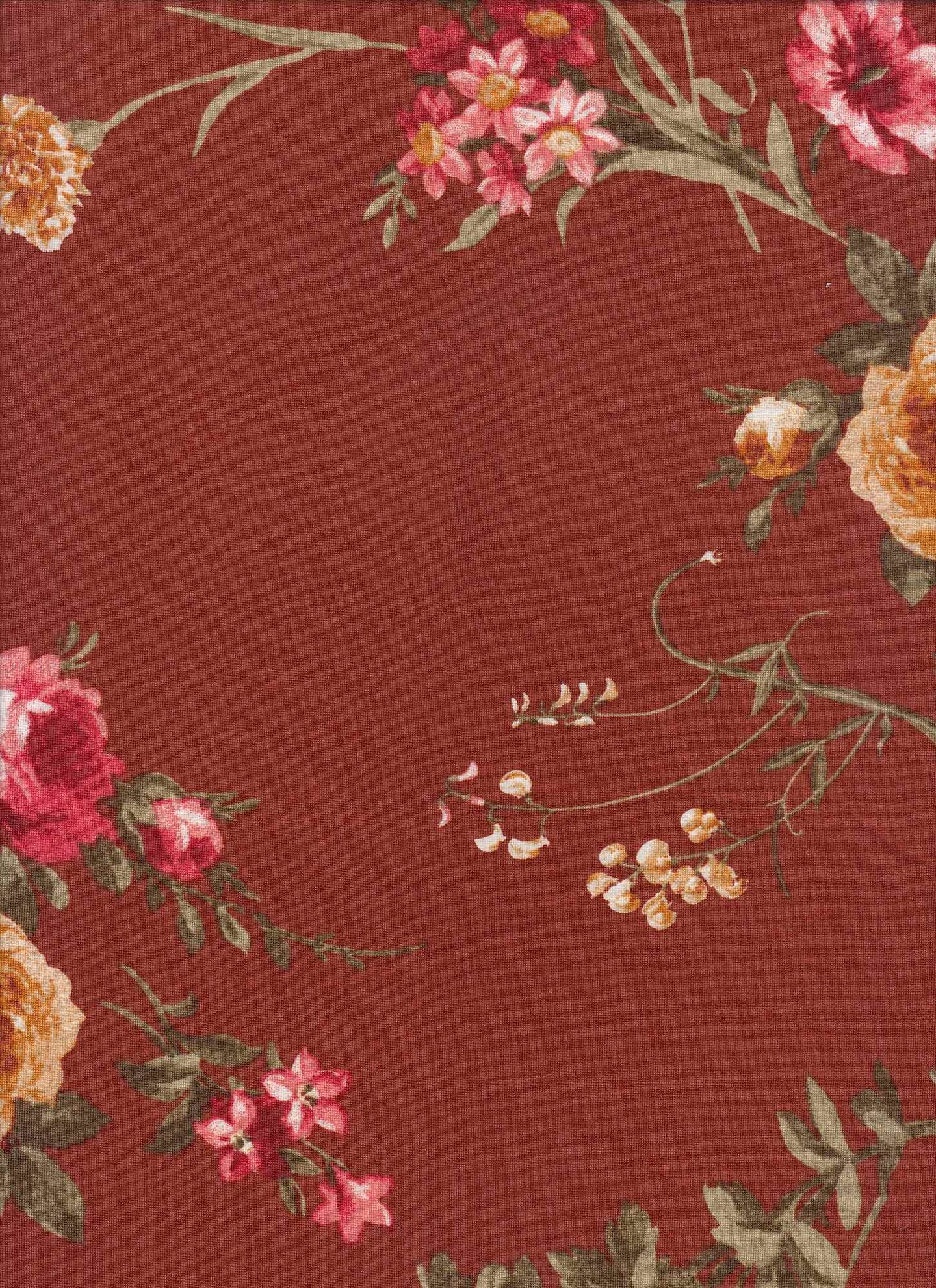 DTY Brushed Floral Print Fabric 1 Yard Soft Stretch Flowy Drape 58/60" Wide