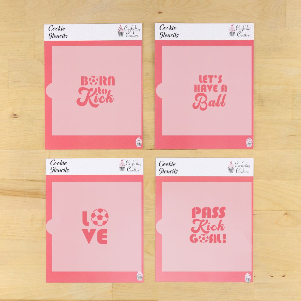 Soccer Messages Cookie Stencil Set | Sports Cookie Stencil | Soccer Crafts Stencil | Confection Couture |