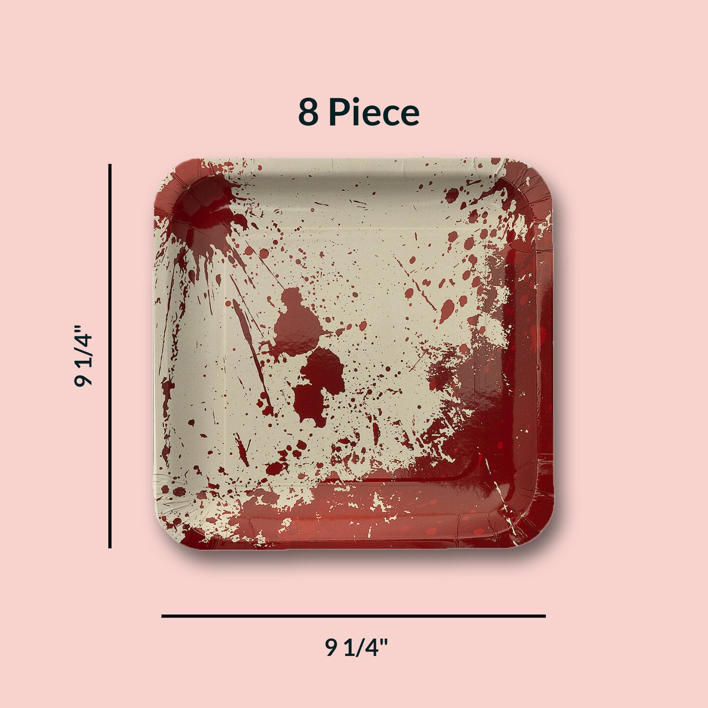 8 Ct. Bloody Halloween Party Square Dinner Plates 9 1/4" Spooky Disposable Tableware