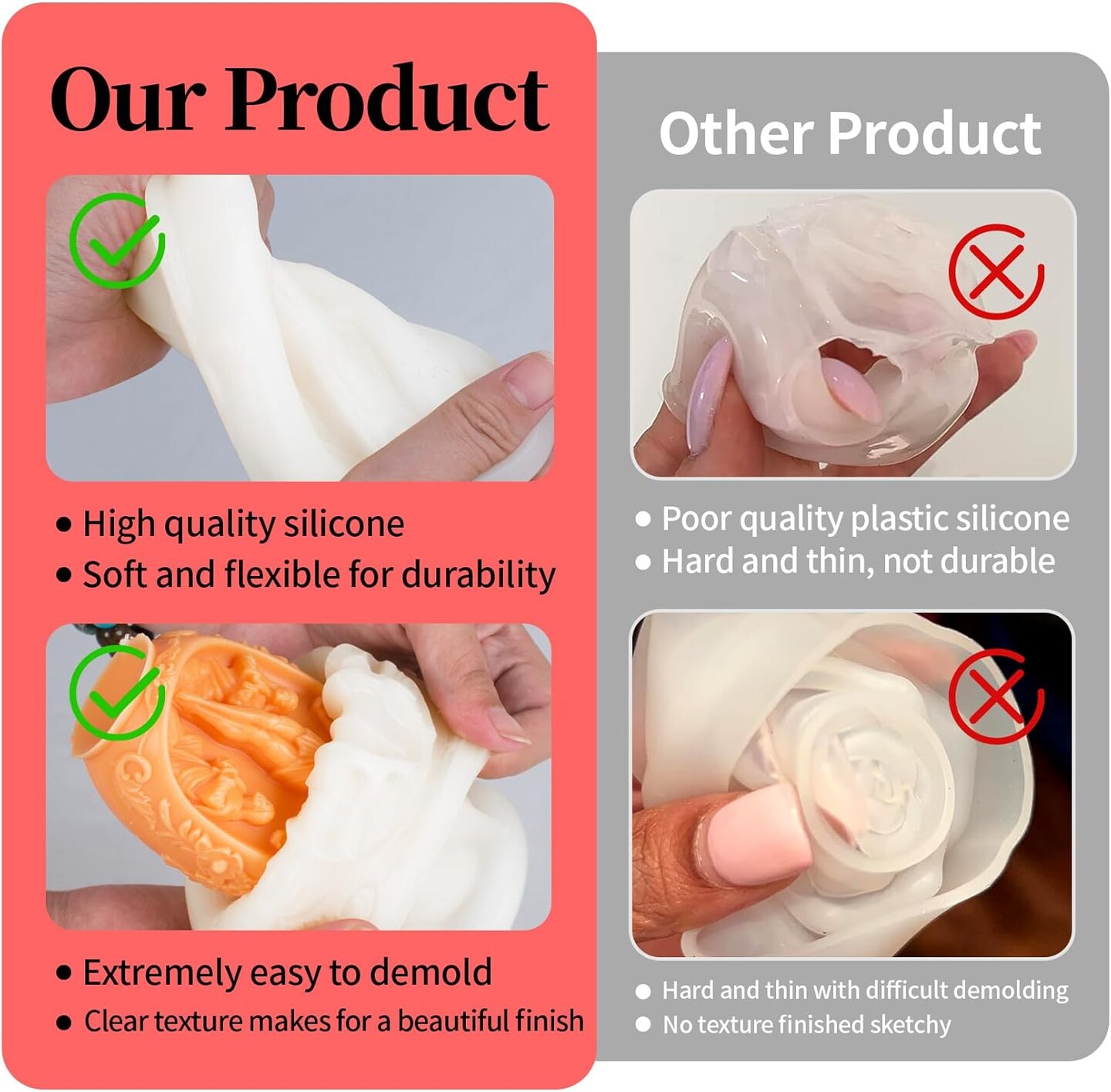 8Pcs Rose Flower Tulip Peony Heart Candle Soap Wax Mold