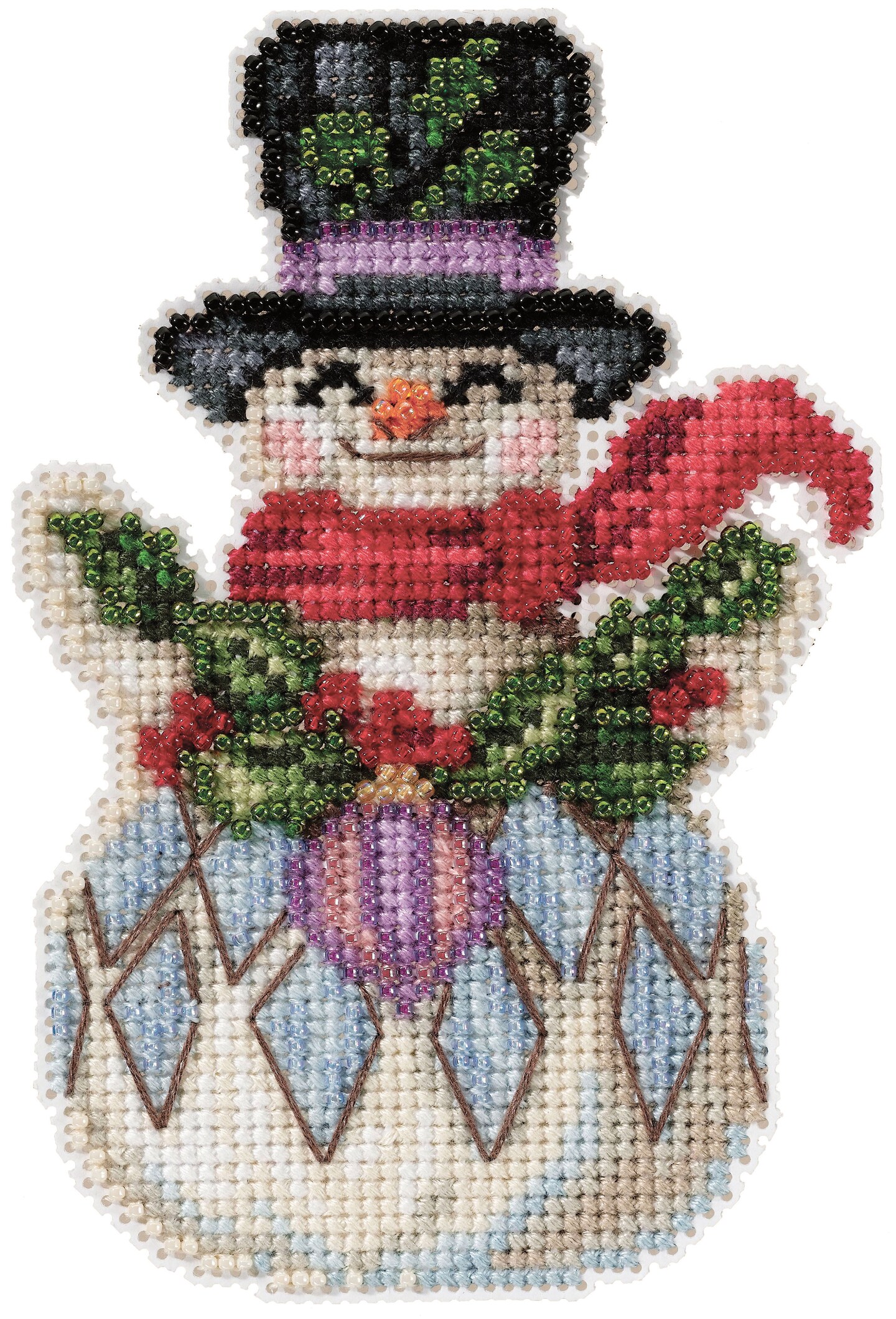 Mill Hill/Jim Shore Counted Cross Stitch Kit 3.5"x5"-Snowman With Holly