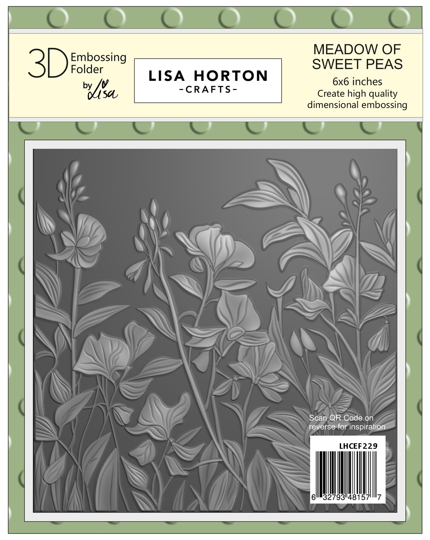 Lisa Horton Crafts Embossing Folder 6"X6" -Meadow Of Sweet Peas