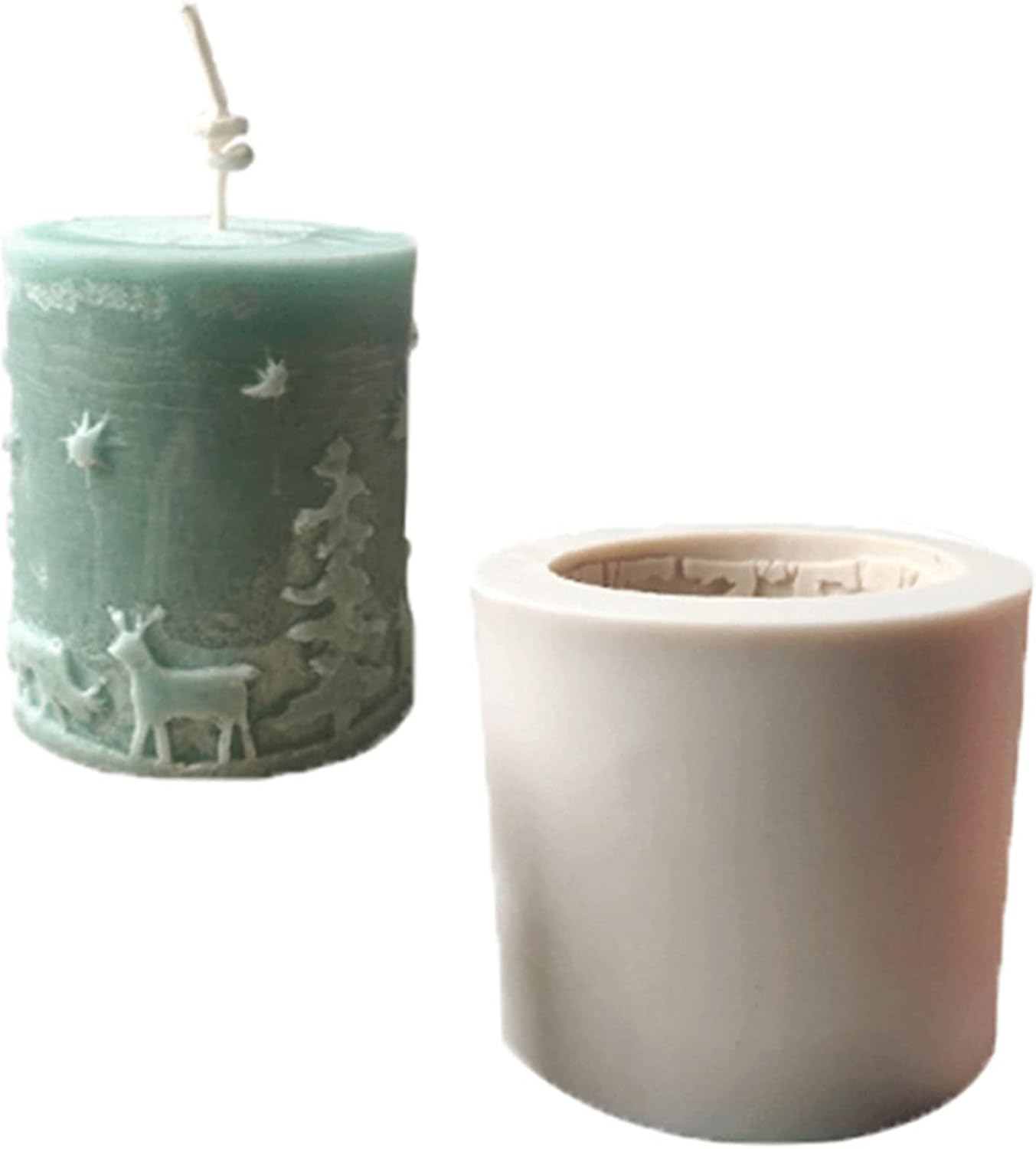 3D Cylinder Christmas Candle Molds,Silicone Soap Mold(Random Mold Color)