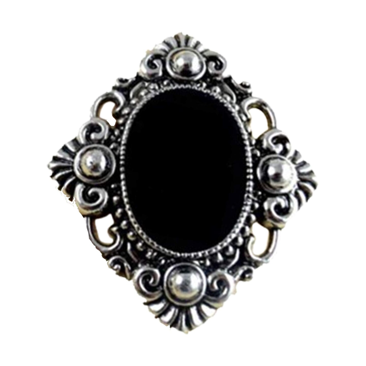1.75" x 1.5" Silver Black Velvet Gothic Cameo Pendant Small 1 Piece