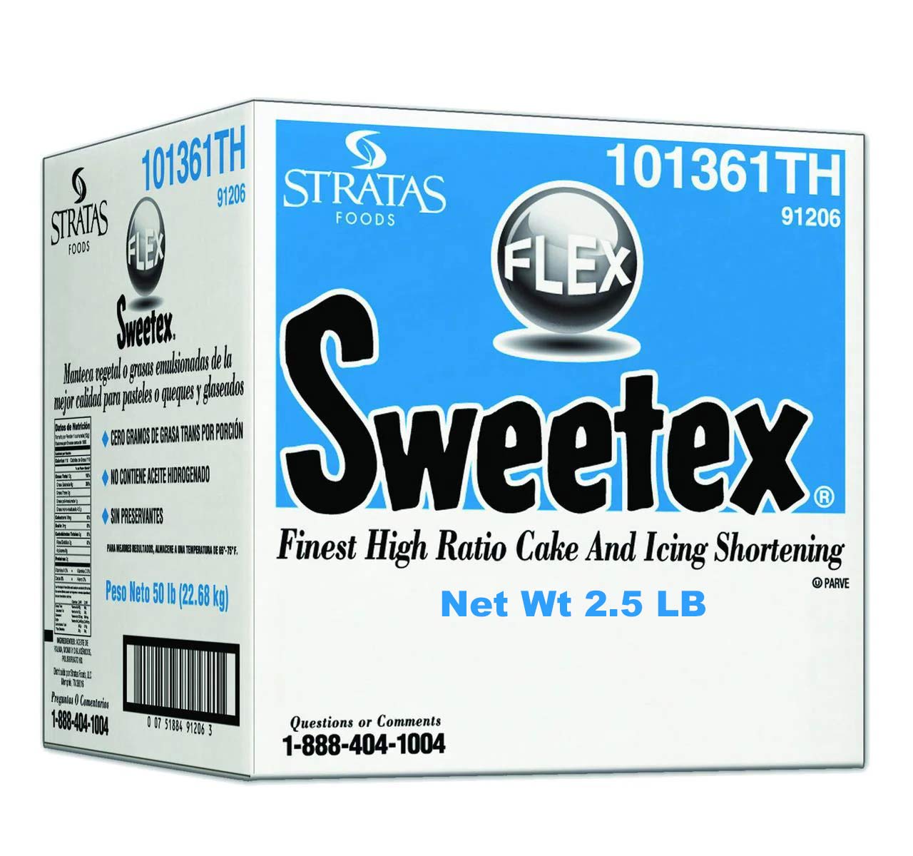 Sweetex 2.5 LB High Ratio Cake &#x26; Icing Shortening Smooth Trans Fat Free Bright Finish