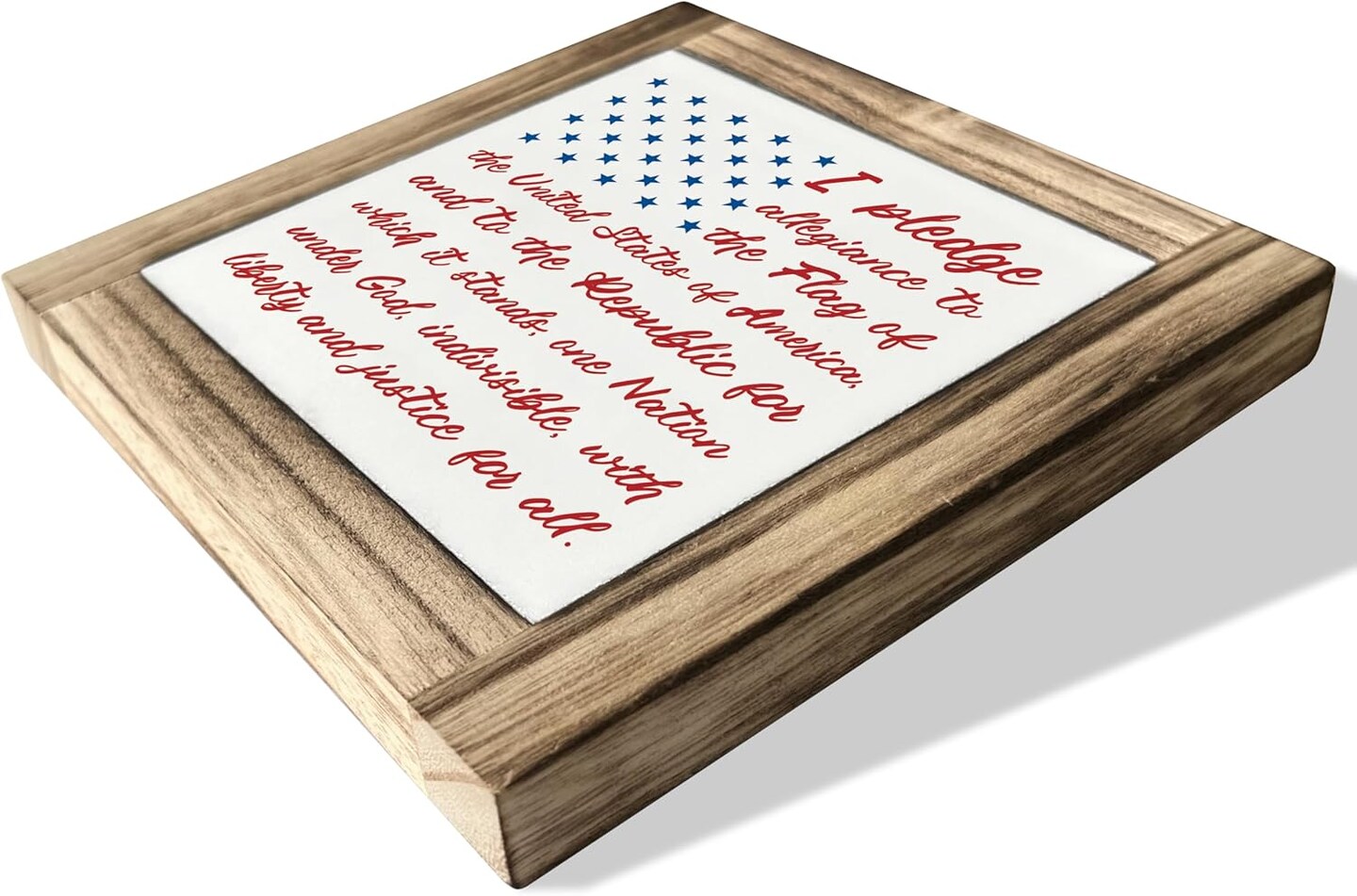 Americana Patriotic Wooden Sign Wall Decor, American Flag Pledge of Allegiance Plaque, Rustic Farmhouse USA Wall Art, 4th of July Independence Day Memorial Day Decorations for Home Office Living Room, Patriotic Gift Idea