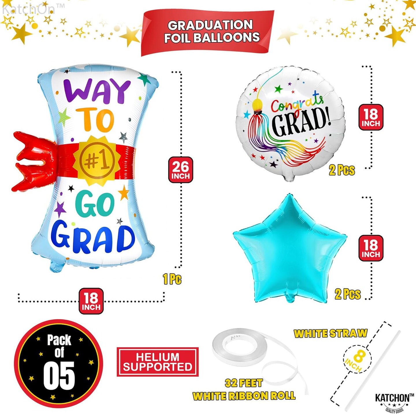 50Pcs Graduation Balloons 2026 - 12 Inch Black Gold and White Latex Party Decorations - Class of 2026 Congrats Grad Supplies for College, High School, and Nursing Graduation