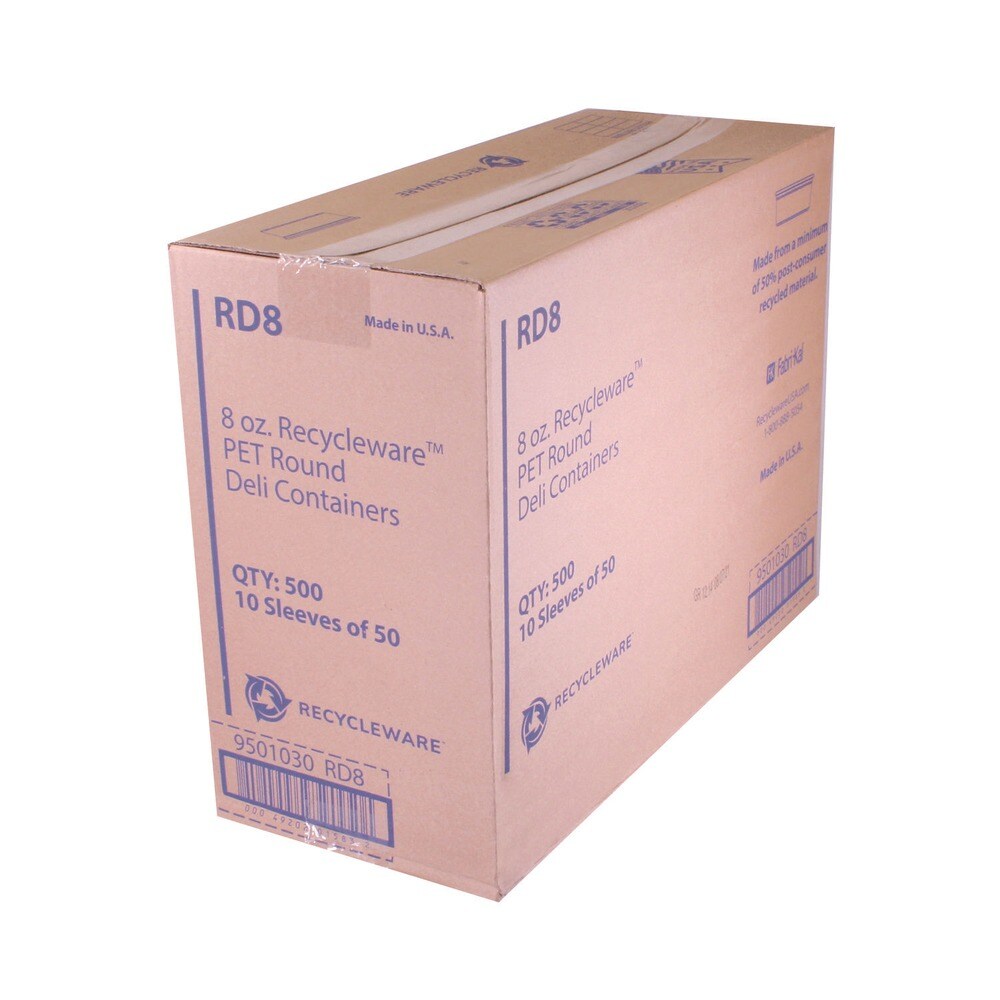 Fabri-Kal Recycleware 4.6 in. Diameter x 1.7 in. h 8 oz Round Plastic Deli Container - Clear (500/Carton)