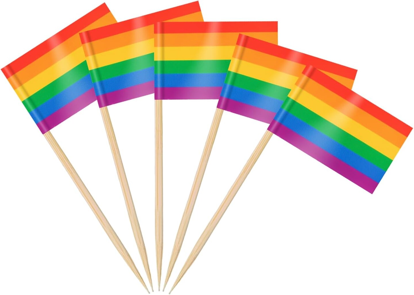 100 Pcs Rainbow Toothpick Flags for Pride Month – Mini LGBTQ Cupcake Toppers & Cocktail Picks, Colorful Pride Party Decorations