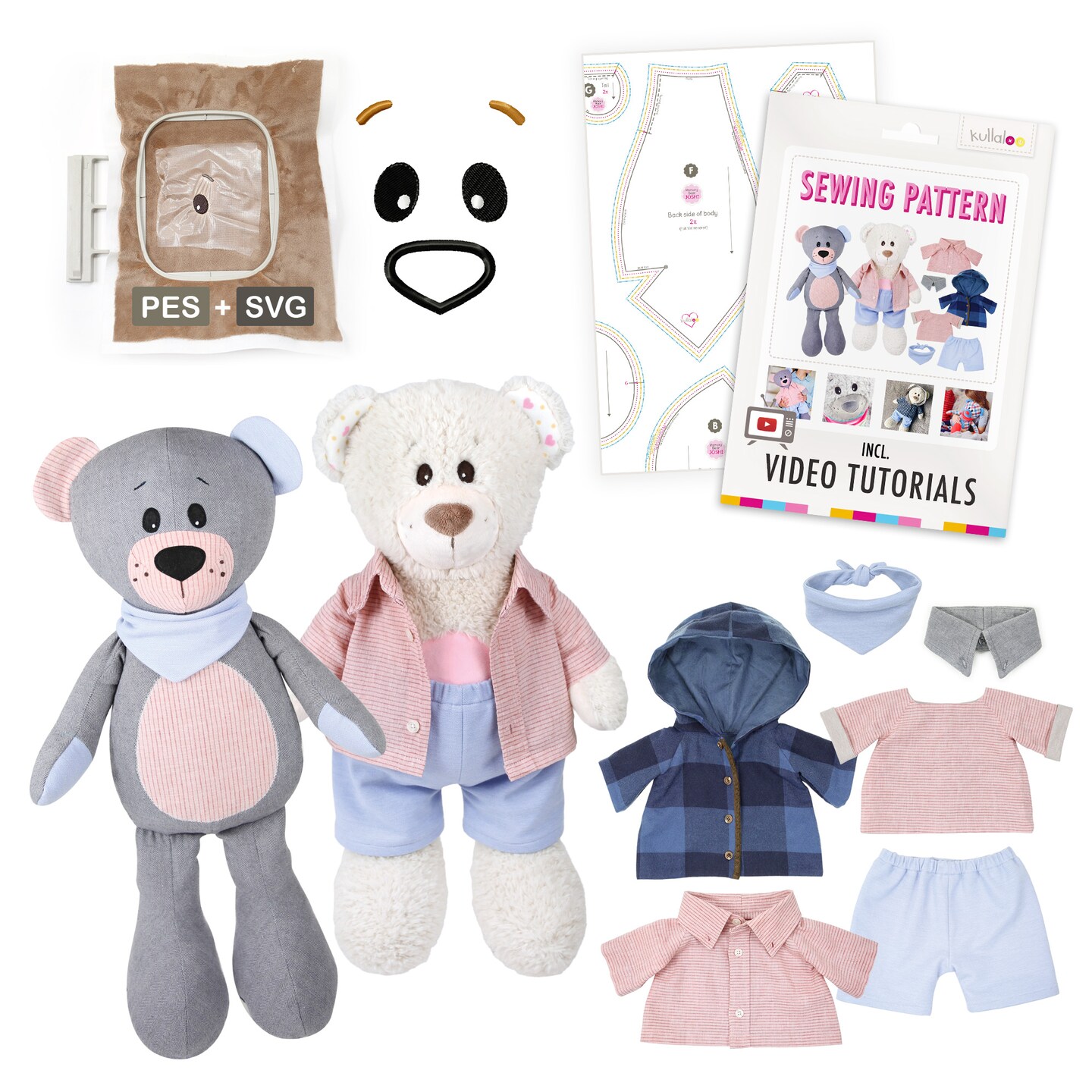 kullaloo JOSHI Bear Paper Sewing Pattern with Video Tutorial - Sew Your Own Memory Bear