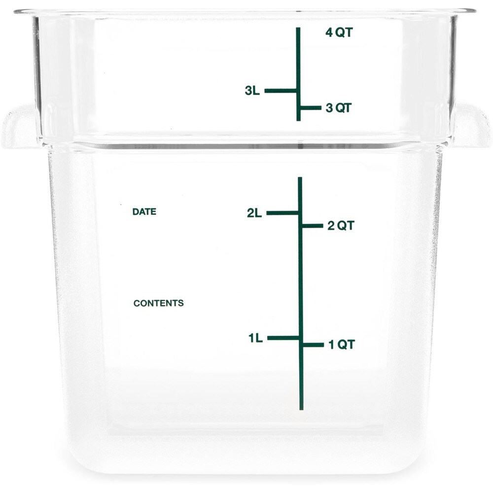 Carlisle 7.13 in. x 7.13 in. x 7.29 in. 4 qt Squares Polycarbonate Plastic Food Storage Container - Clear