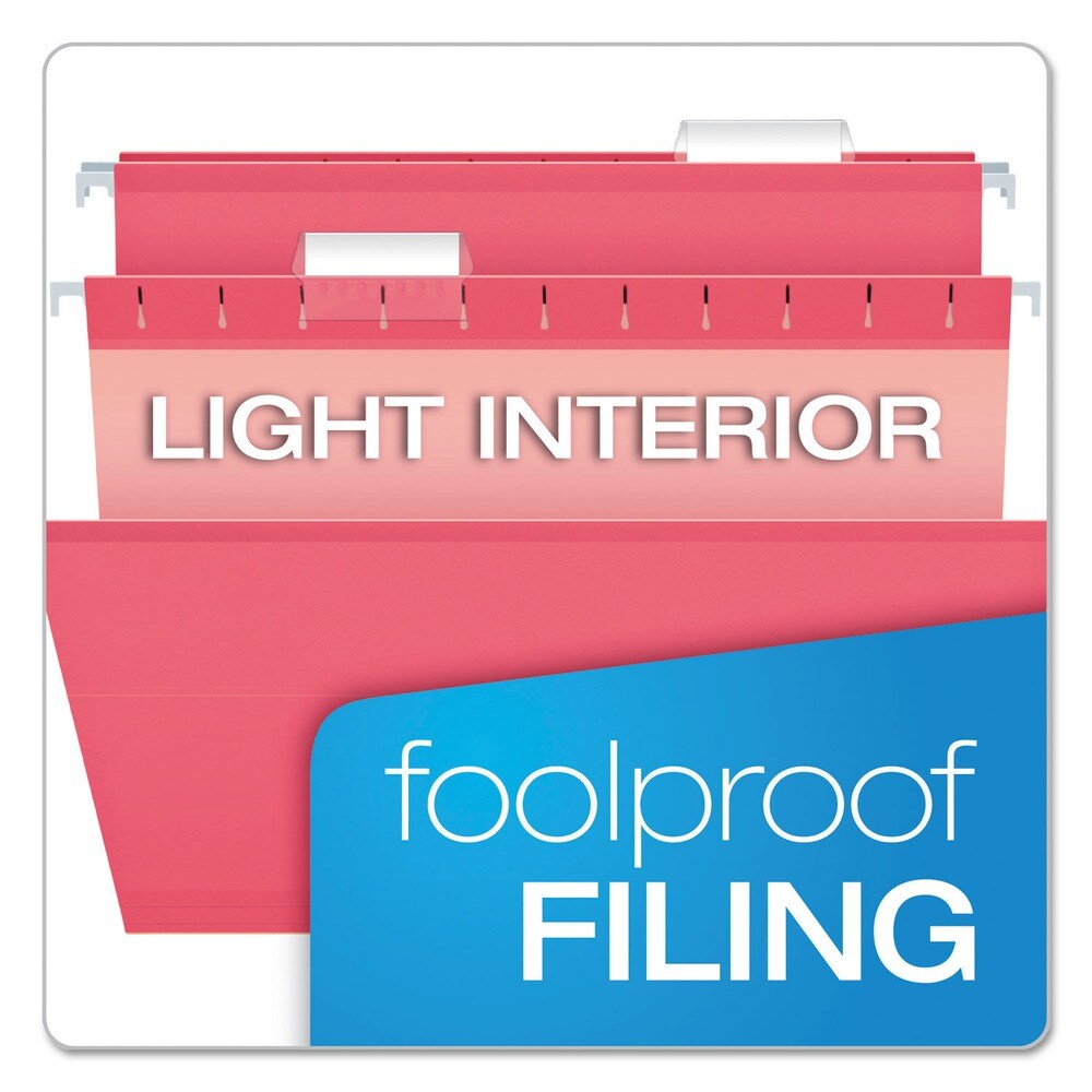 Pendaflex 1/5-Cut Tabs Colored Reinforced Hanging Letter Folders - Pink (25/Box)
