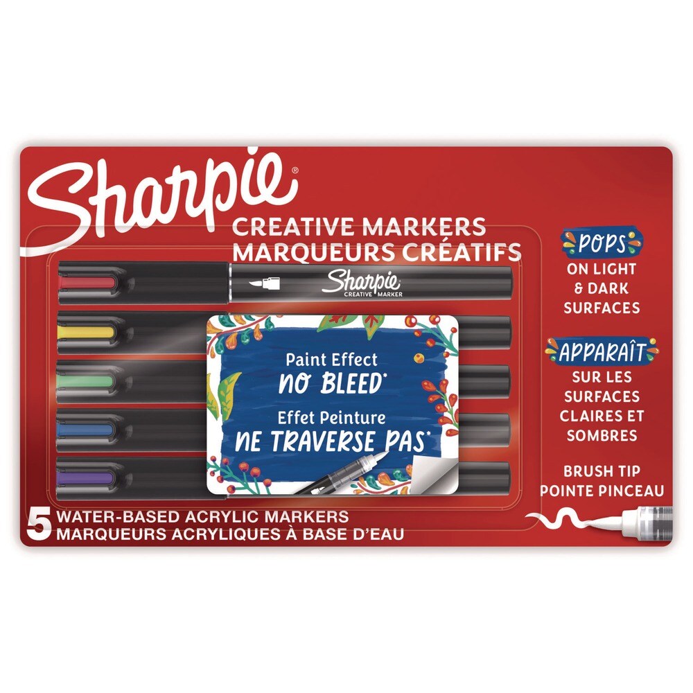 Sharpie Fine Brush Tip Creative Markers - Assorted Colors (5/Pack)