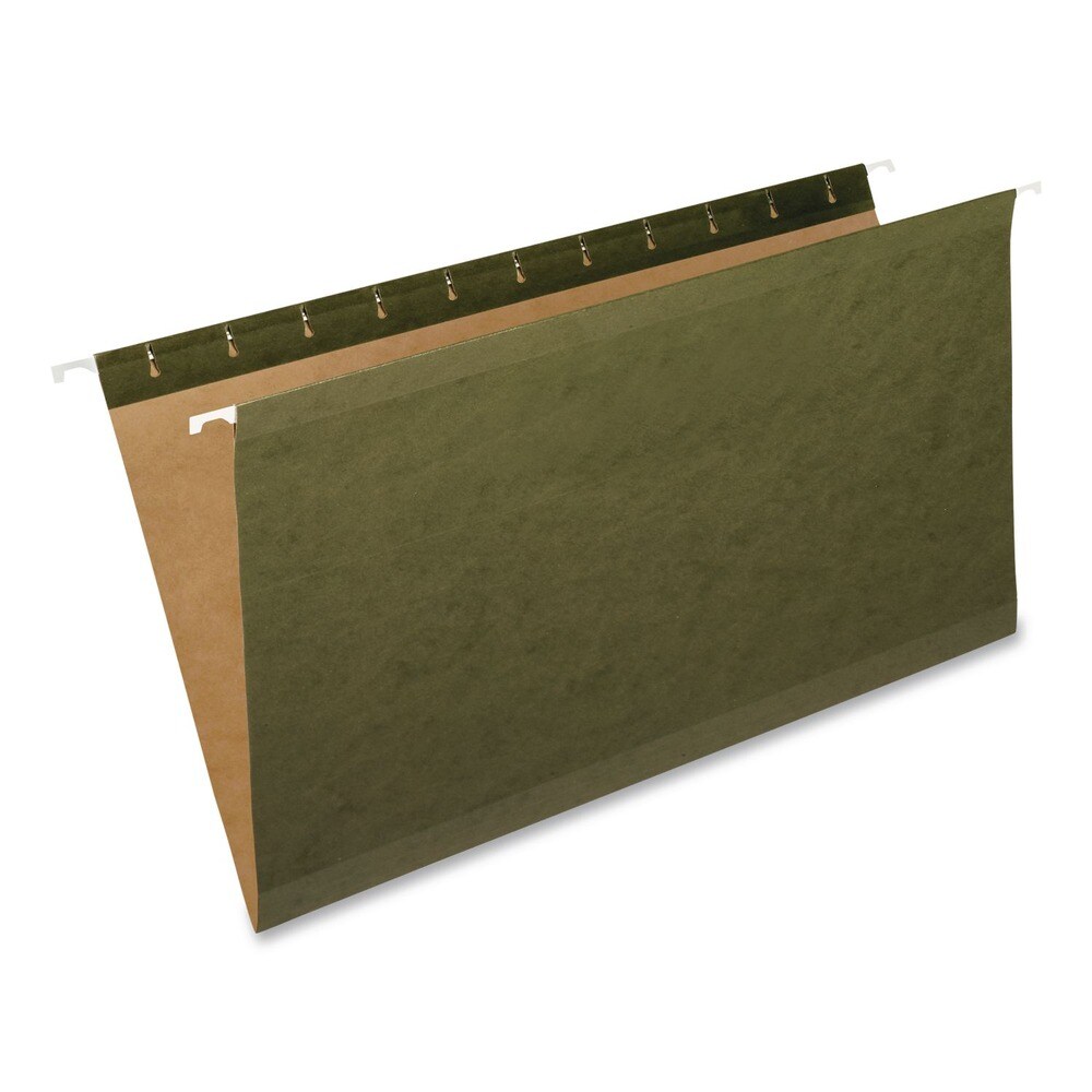 Pendaflex Straight Tabs Legal Size Reinforced Hanging File Folders - Standard Green (25/Box)