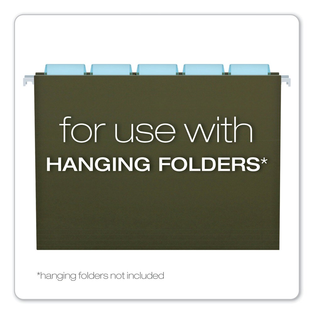 Pendaflex 2 in. Wide 1/5-Cut Transparent Colored Tabs for Hanging File Folders - Blue (25/Pack)