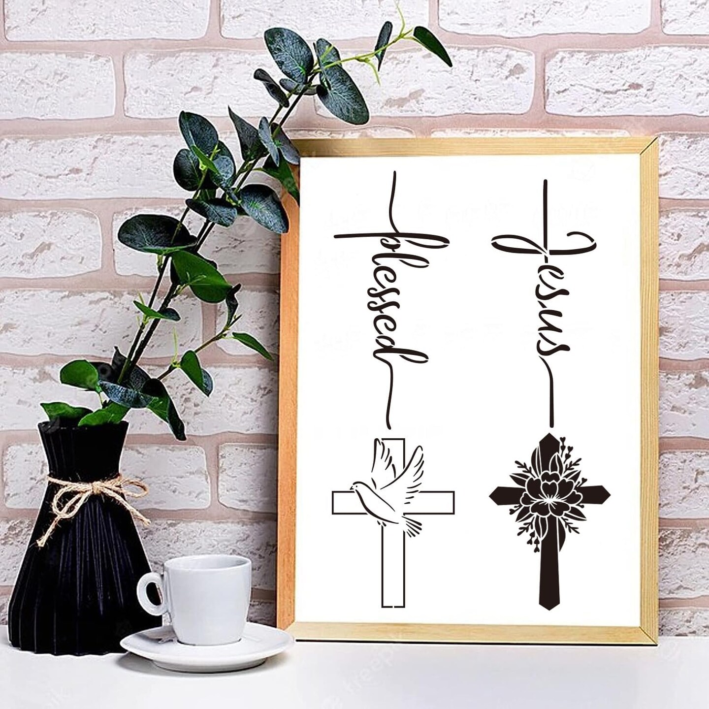 16 Pieces Cross Painting Stencils Set, Christian Bible Stencils, Believe Jesus Forgiveness Cross Template, Reusable Stencil for All Wood Stone Canvas Bags and More Decorative Painting