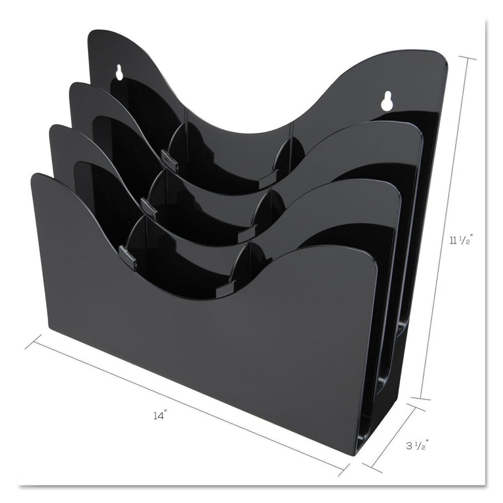 Deflecto 13.38 in. x 3.5 in. x 11.5 in. 6 Removable Dividers 3-Tier Document Organizer - Black