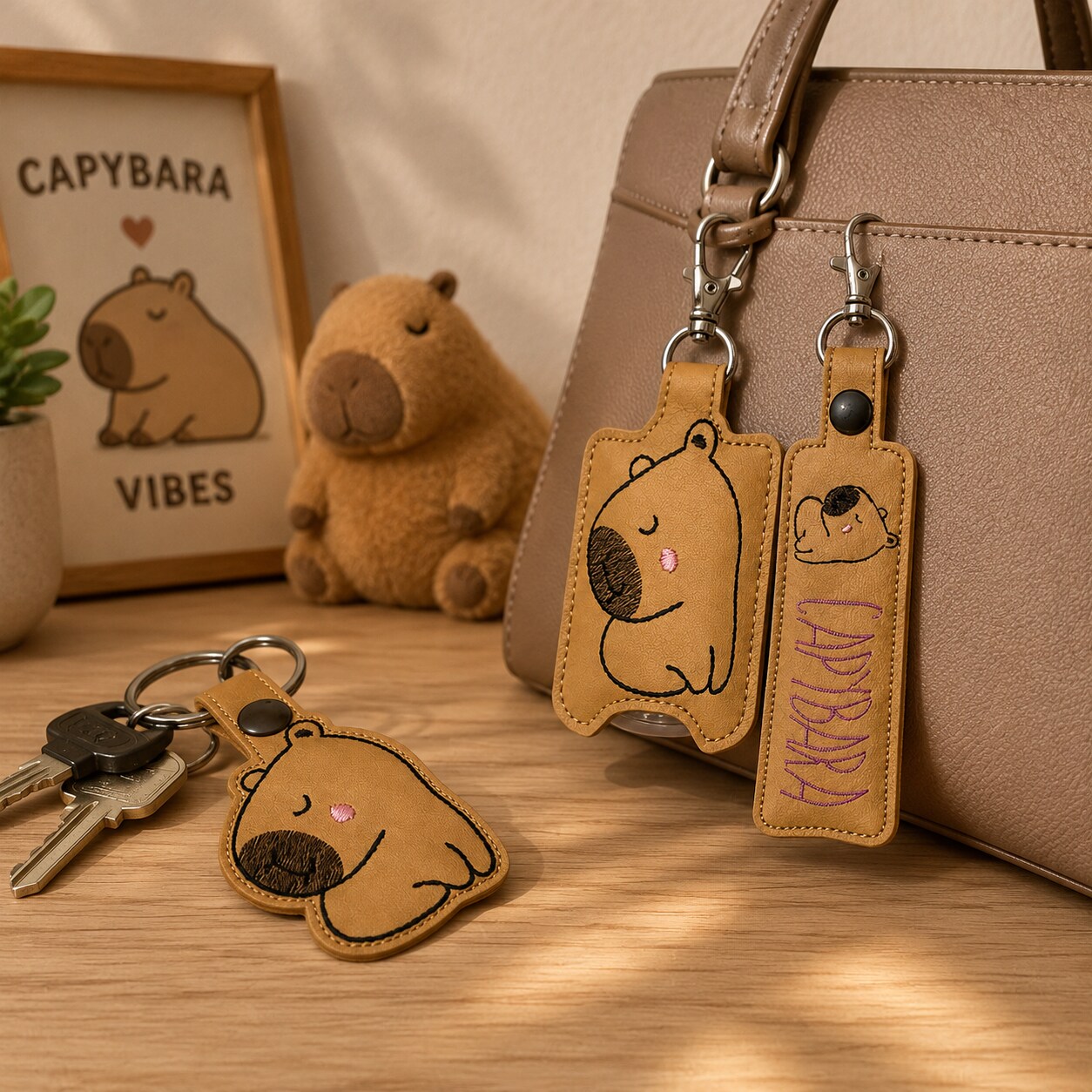 Capybara Hand Sanitizer Holder and or Lip Balm Holder and or Key
