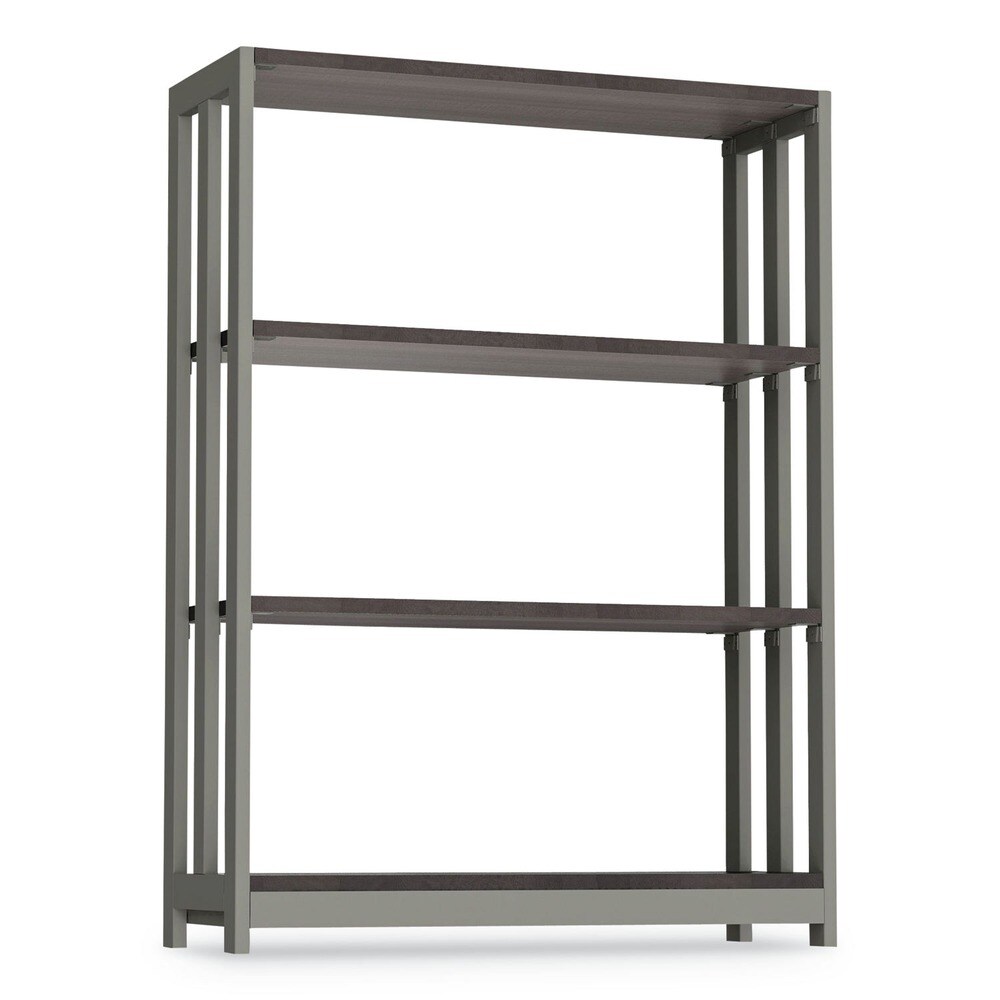 Linea Italia 31-1/2 in. x 11-5/8 in. x 43-1/4 in. Three-Shelf Trento Line Bookcase - Mocha