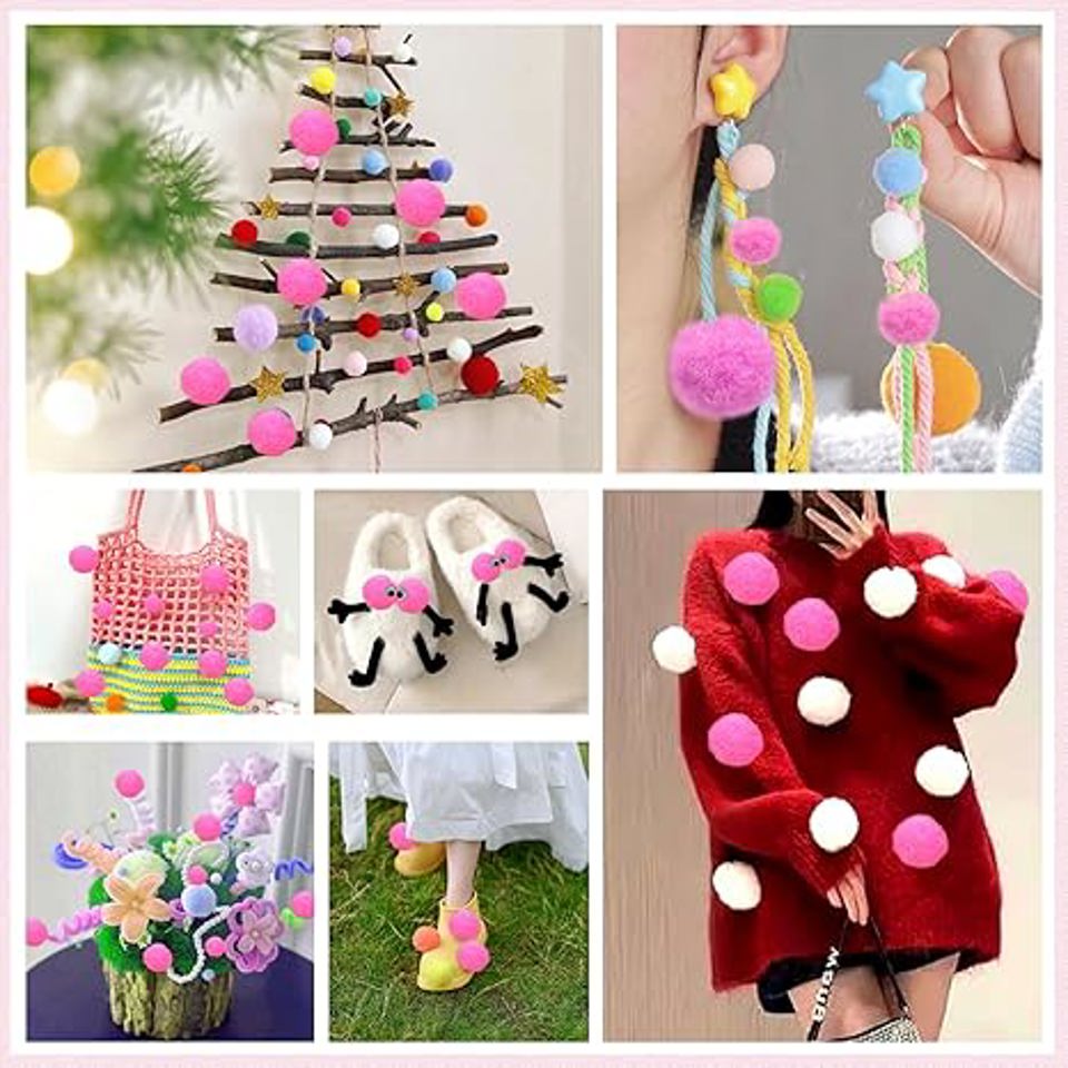 2" Jumbo Craft Pom Poms Assorted Colors – 8 Pack Large Soft Pom Poms for Kids Crafts, Classroom Projects & DIY Decorations