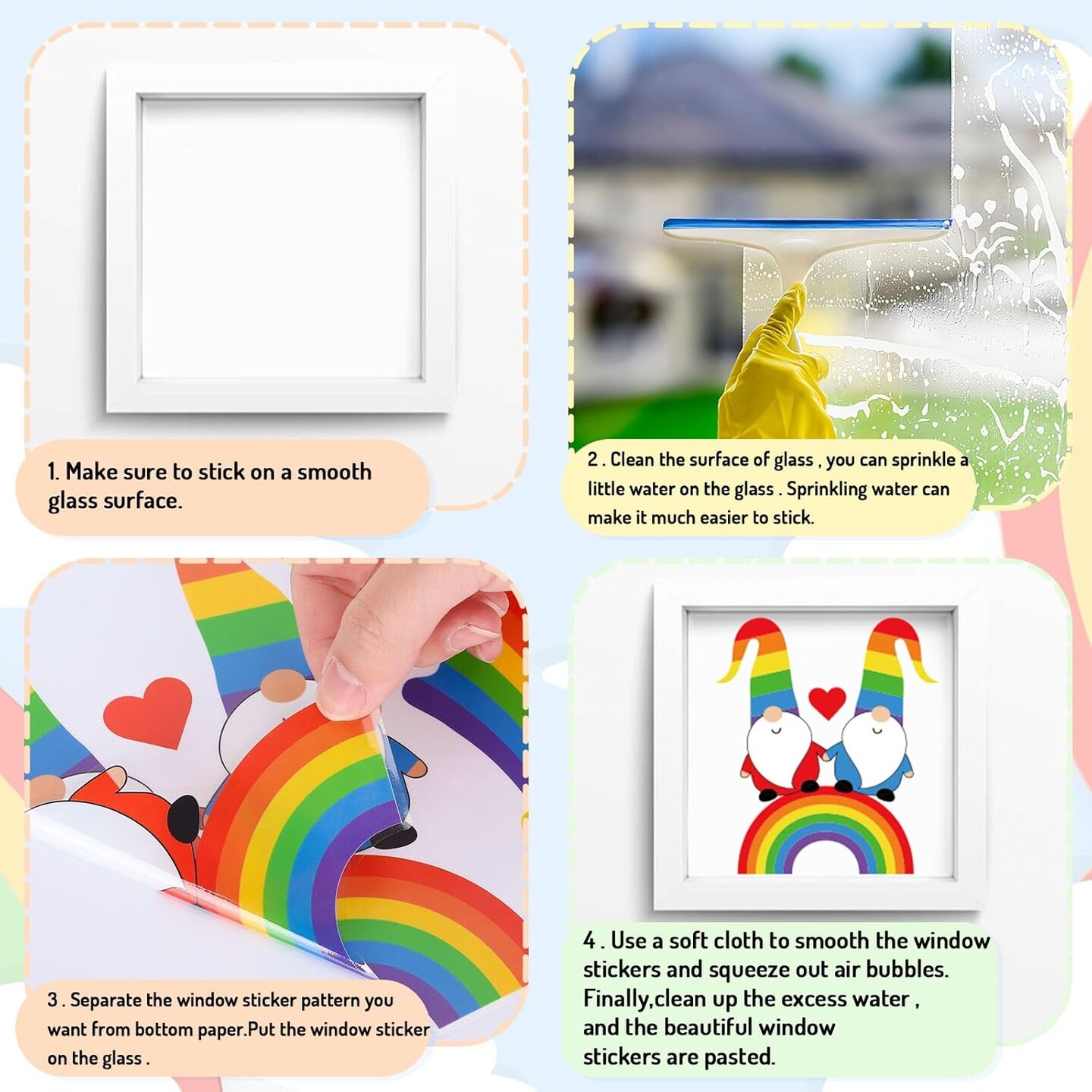 9 Sheet Gay Pride Window Clings Rainbow Heart Love Word Homosexuality Love is Love Window Decals for Home Bedroom Bathroom Kitchen Office LGBT Party Decorations