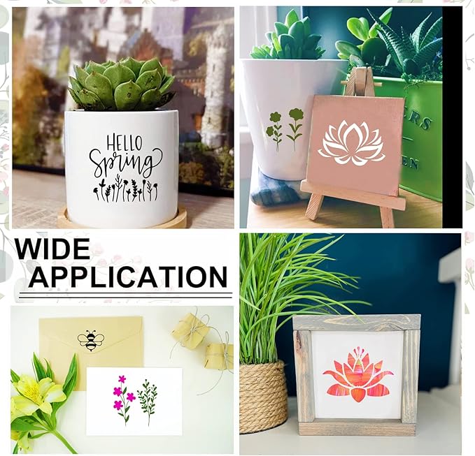 65Pcs Small Stencils for Painting on Wood Burning Reusable, 3 Inch Reusable Stencil for Craft Ornament Paint Template Stencils for Wall Card Rock Wood Signs Coasters Canvas Home Decor (Flower)