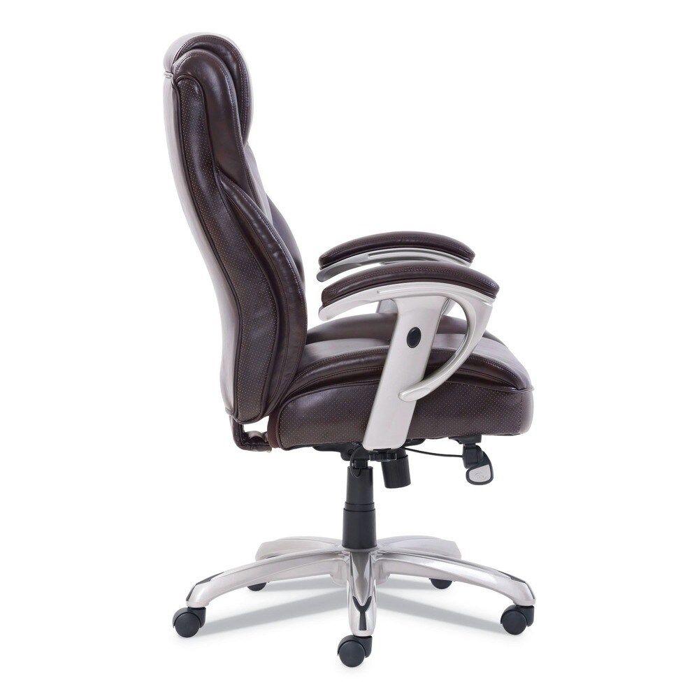 SertaPedic 19-1/2 in. to 22-1/2 in. Seat Height Supports Up to 400 lbs. Emerson Big and Tall Task Chair - Brown Seat/Back, Silver Base