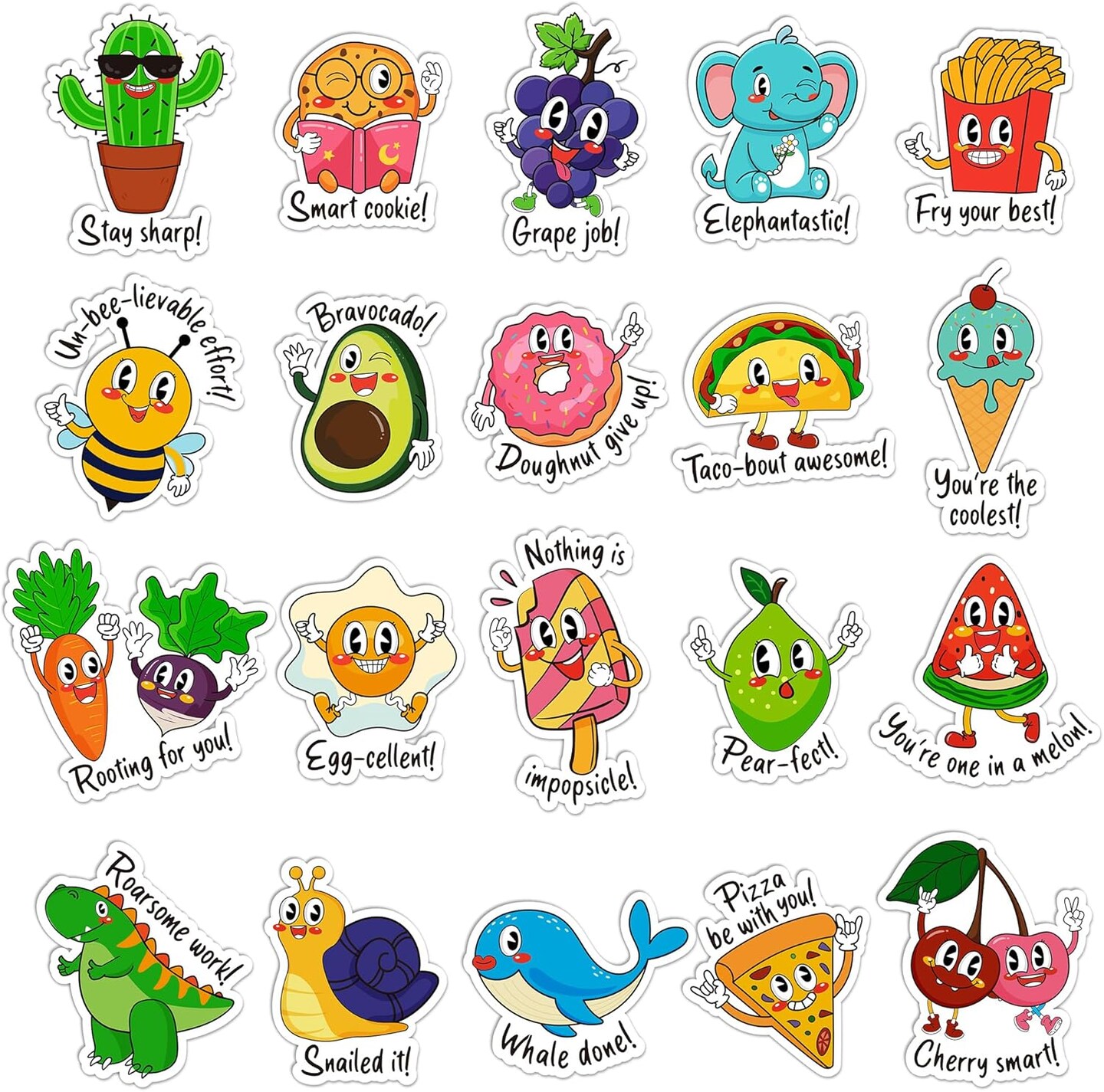 800PCS Punny Teacher Reward Stickers for Students – Funny Motivational Classroom Stickers Bulk Set | Cute Animal & Food Pun Stickers for Kids, Elementary School, Homeschool & Positive Behavior Rewards