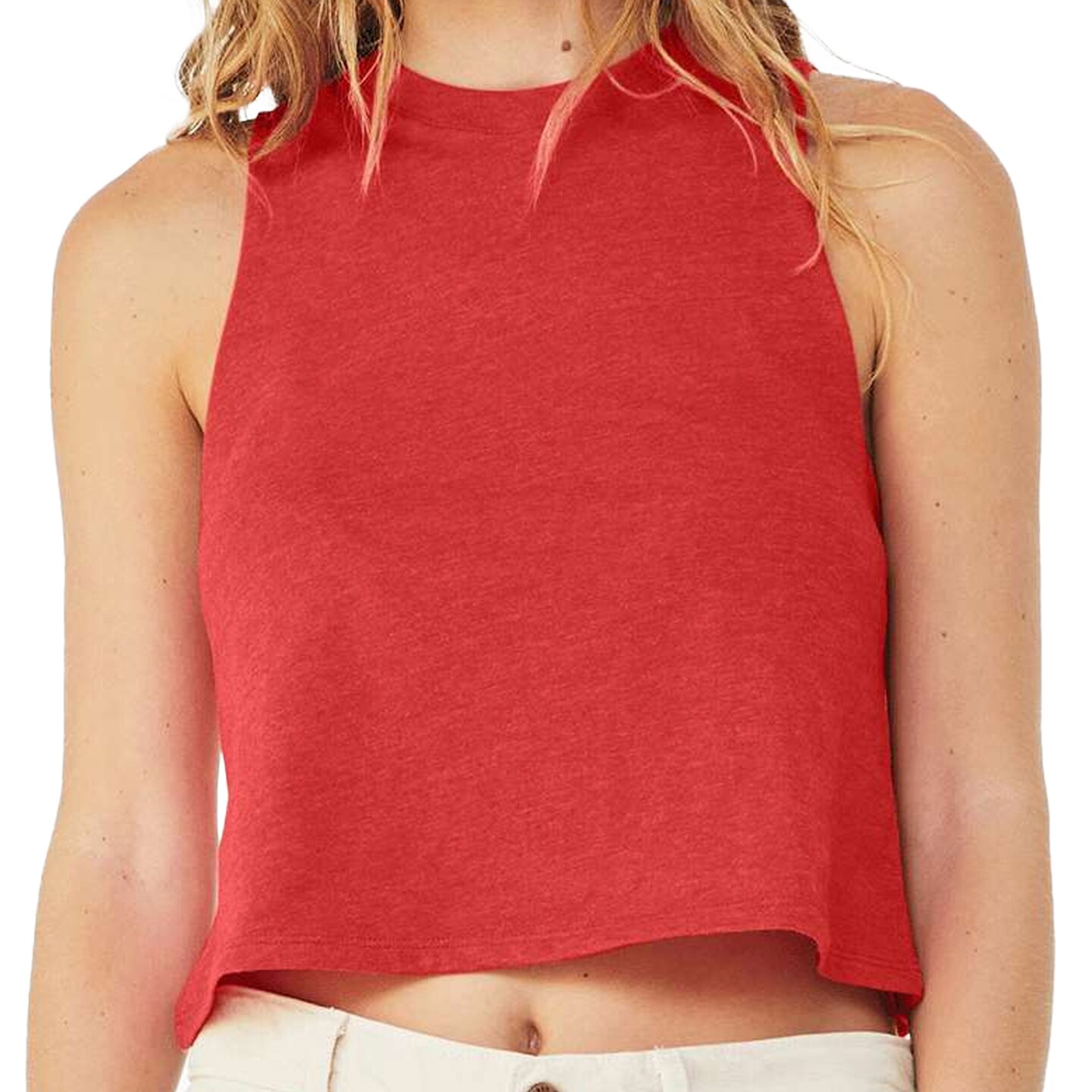 BELLA + CANVA Women's Racerback Crop Tank, Lightweight Sleeveless T-Shirt for Crafting
