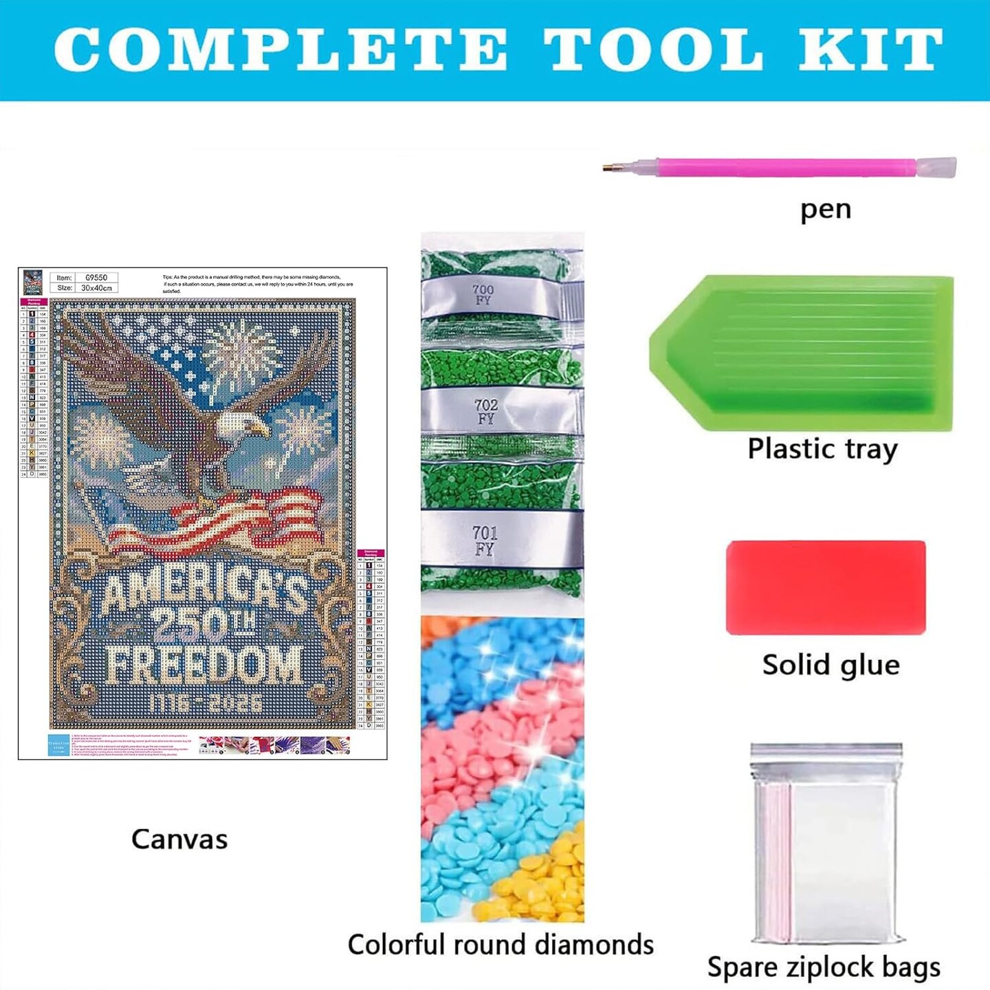 4th of July Eagle 5D Diamond Painting Kit for Adults Beginners – Independence Day DIY Round Full Drill Crystal Gem Art 12x16 Inch Patriotic Home Wall Decor Craft Set