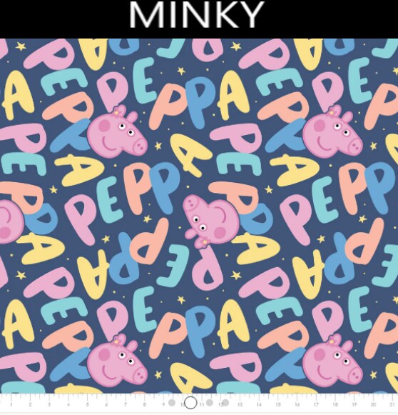 Licensed Hasbro's Peppa Pig Peppa Face Toss Minky Fleece Fabric by the Yard