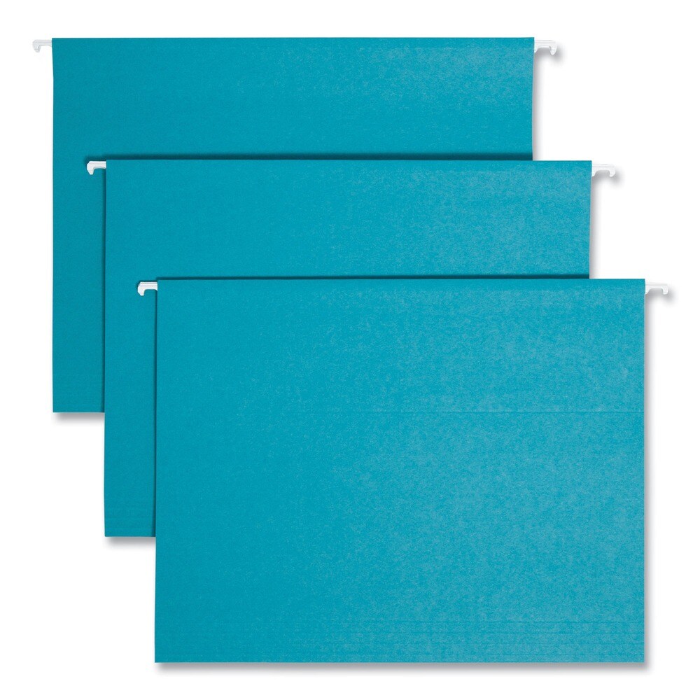 Smead Letter Size 1/5-Cut Tabs Colored Hanging File Folders - Teal (25/Box)