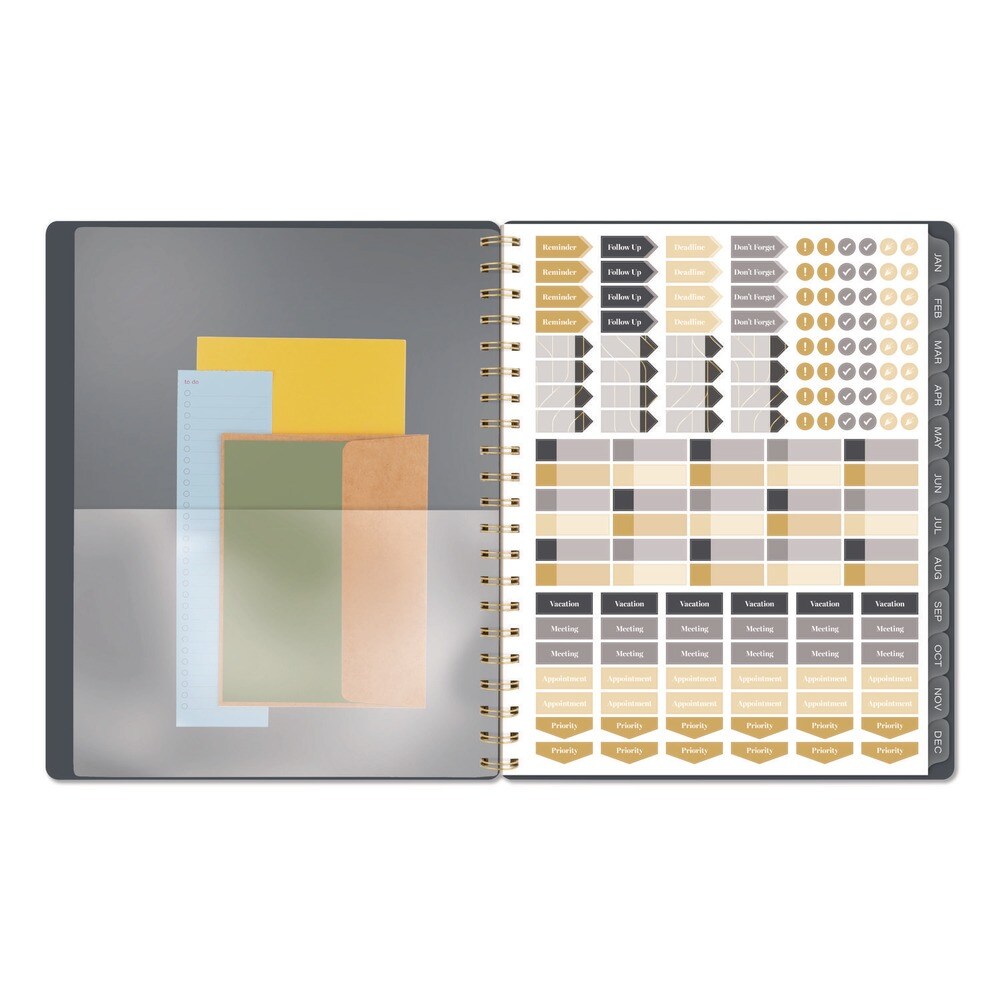 AT-A-GLANCE 11 in. x 8.5 in. 12-Month (Jan-Dec 2026) Hera Weekly Monthly Planner - Black/Gold Cover