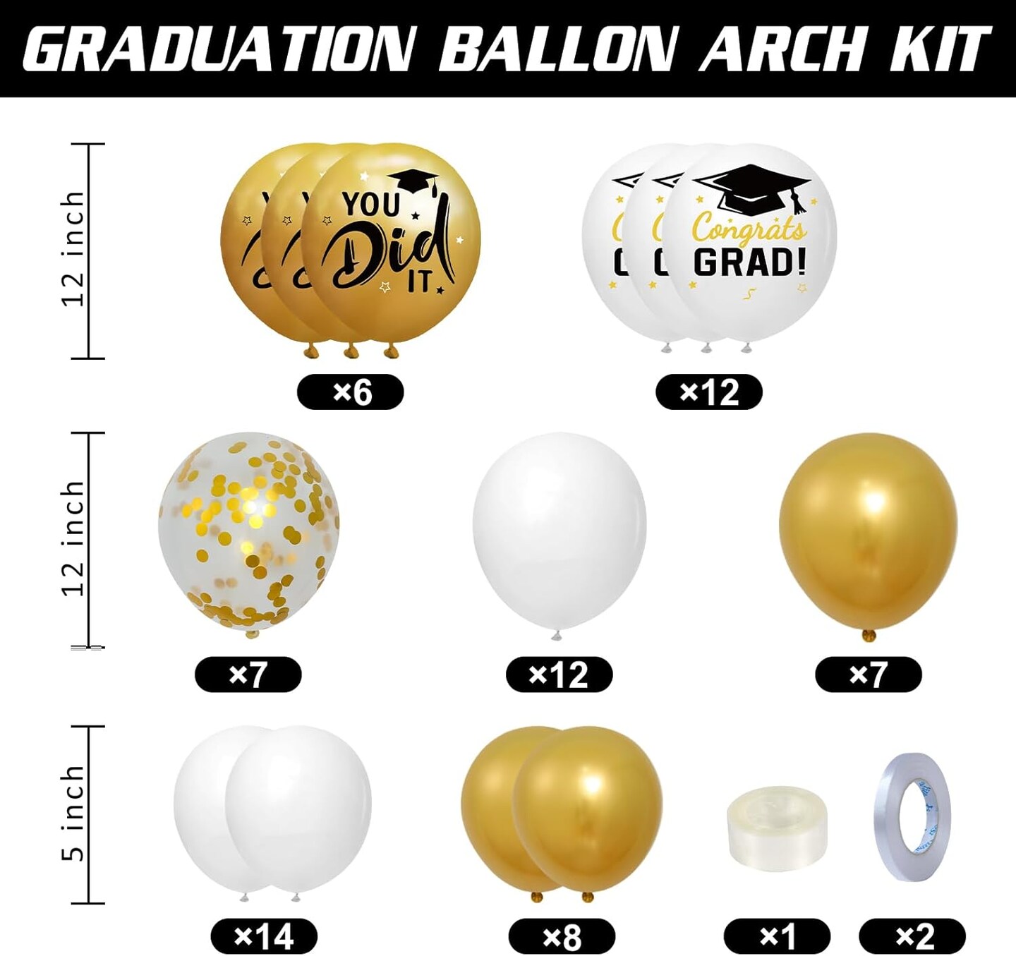 2026 Graduation Decorations - White Balloon Boxes with Letters 2026 Grad & So Proud of You and White Gold Print Balloons, Graduation Party Decorations Class of 2026 for Any Grades(White)