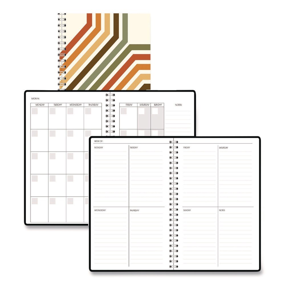 House of Doolittle Recycled Non-Dated Monthly/Weekly 70's Stripes Planner - Multicolor Cover