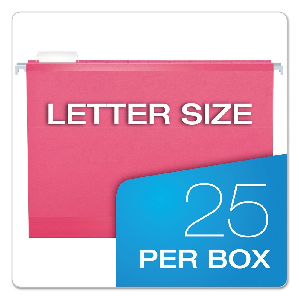 Pendaflex 1/5-Cut Tabs Colored Reinforced Hanging Letter Folders - Pink (25/Box)