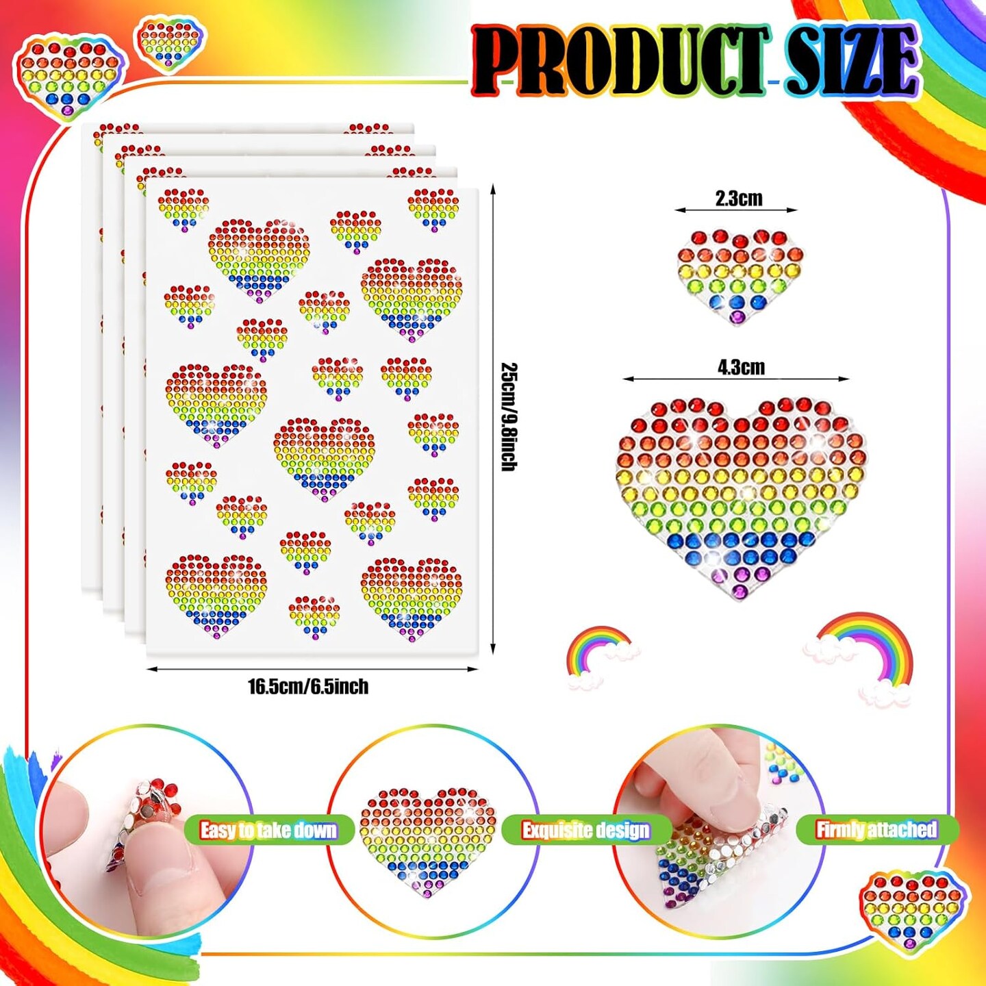 84Pcs Rhinestone Pride Stickers - Glitter Crystal Rainbow Heart & Stripe Decals - 3D Sparkle LGBTQ+ Self-Adhesive Gems for Laptops, Water Bottles, Face & Parade Accessories