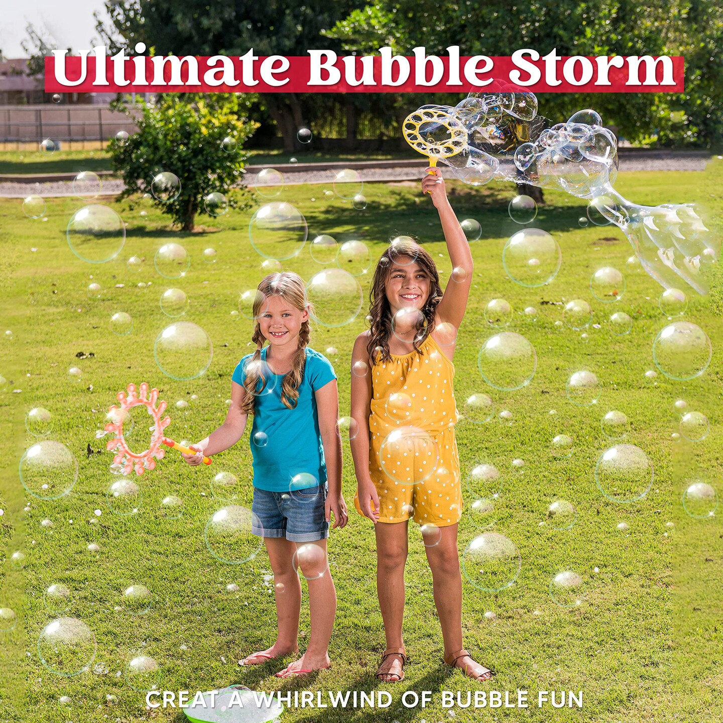 Big Bubble Wands Set with with Tray, 21" Giant Bubble Wands Bulk for Kids, Summer, Outdoor Play Period & Birthday Party & Games, 6 Pcs Solution Suitable, Suitable for All Age People