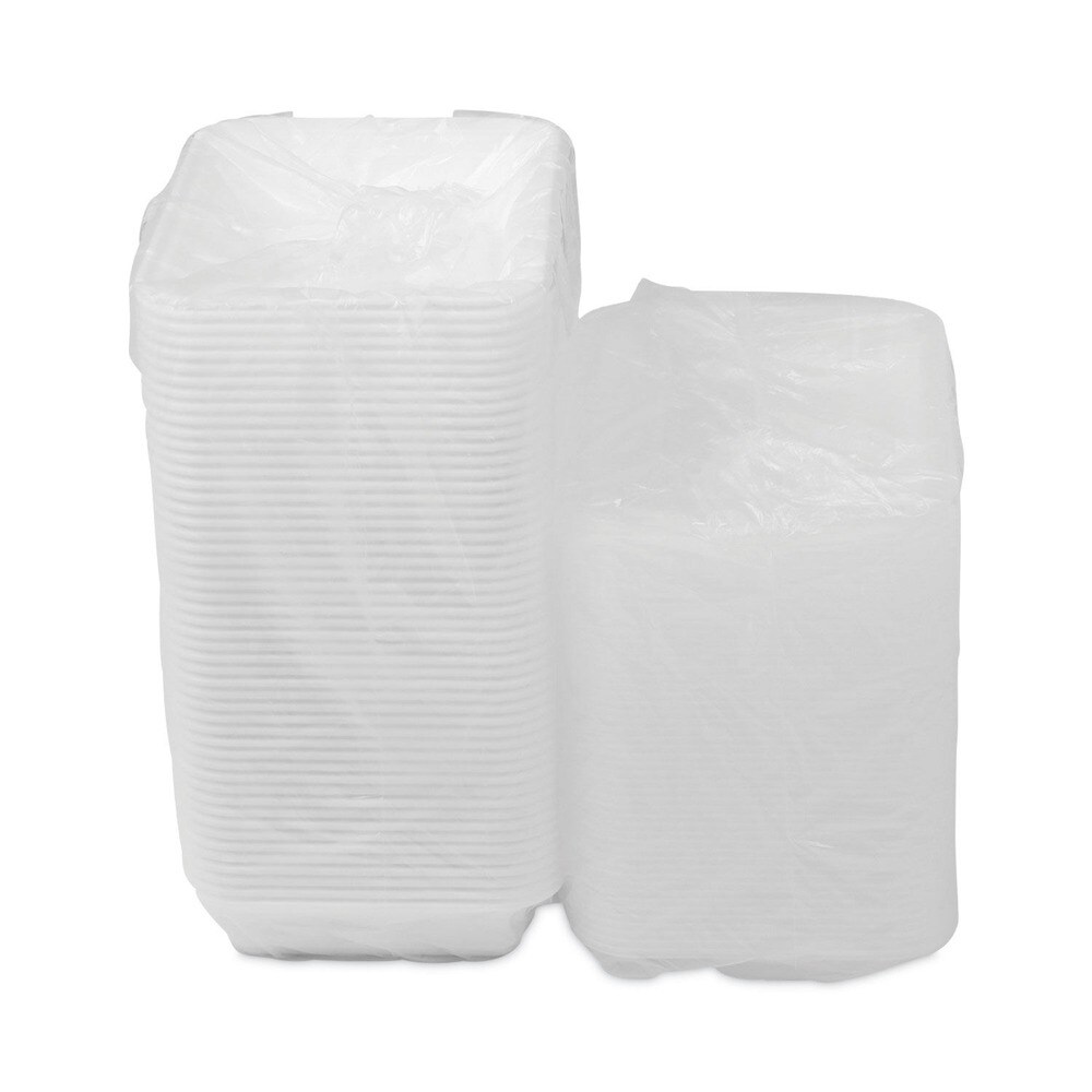 Pactiv Corp. Newspring VERSAtainer 8.8 in. x 6 in. x 2 in. Base/Lid Combo Microwavable Containers - White/Clear (150/Carton)