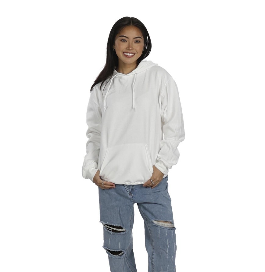Unisex NuBlend® Fleece Pullover Hood - 8 oz., Color: White, Size