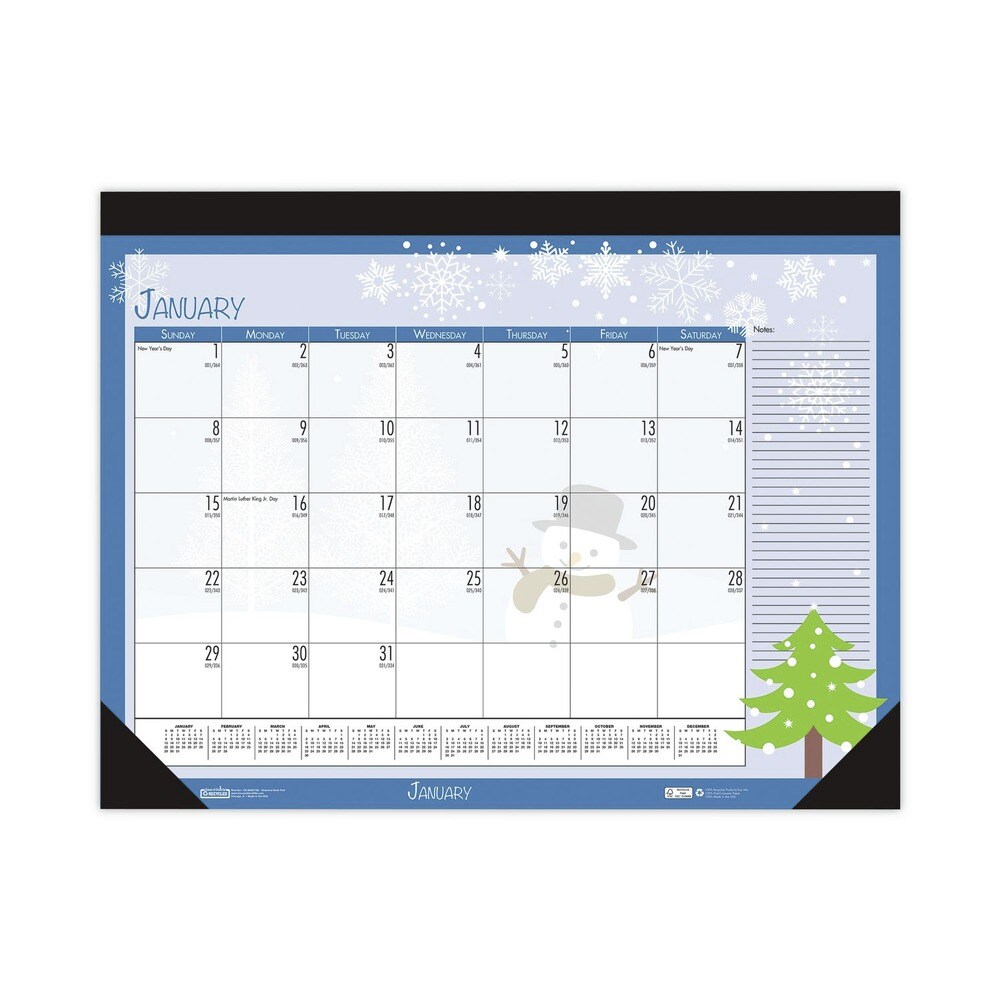 House of Doolittle 18.5 in. x 13 in. 12-Month (Jan-Dec 2026) Recycled Desk Pad Calendar - Black Binding/Corners