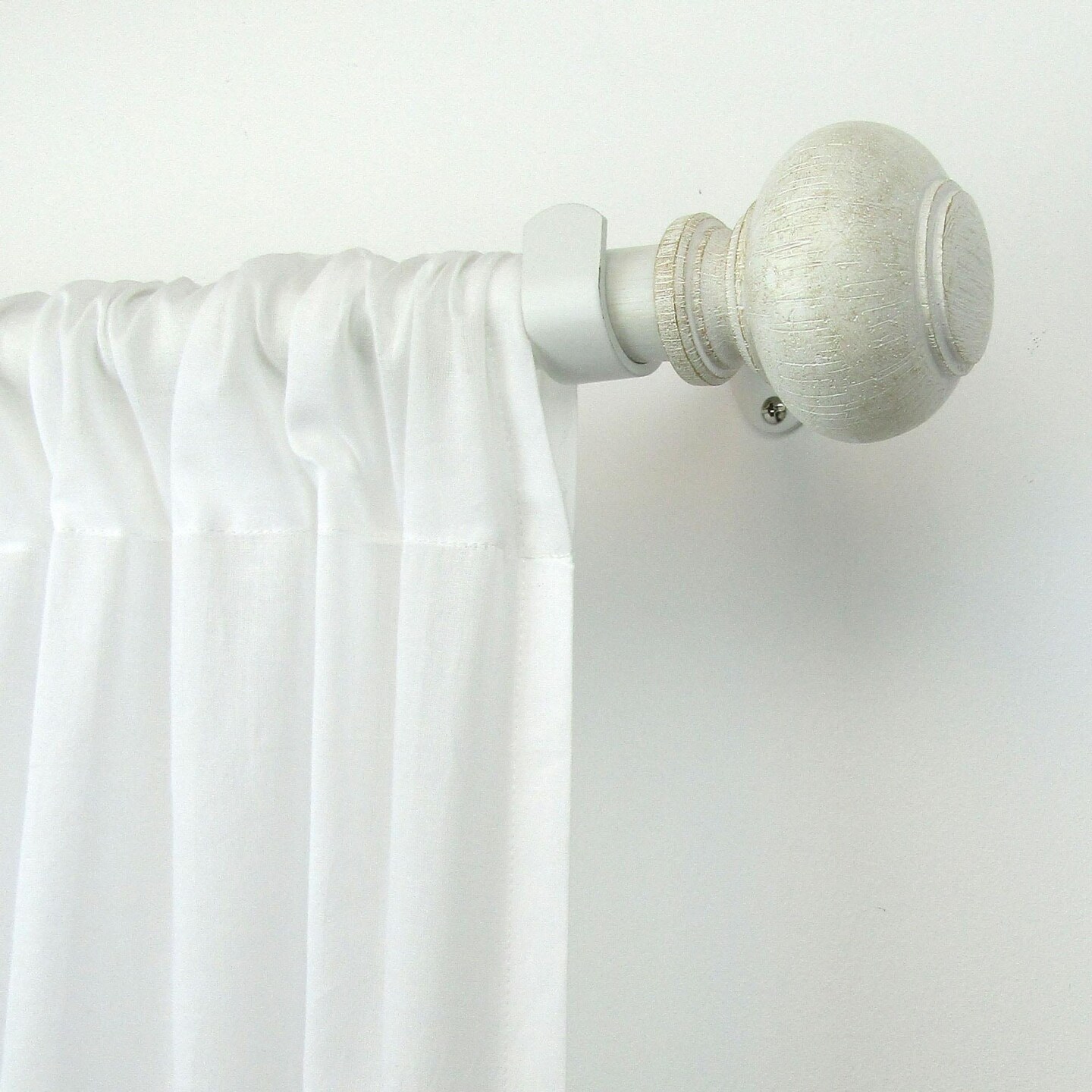 Threadmade Home Rhinebeck Rustic Faux Wood 1" Window Drapery Single Curtain Rod, White - 48"W x 86"L