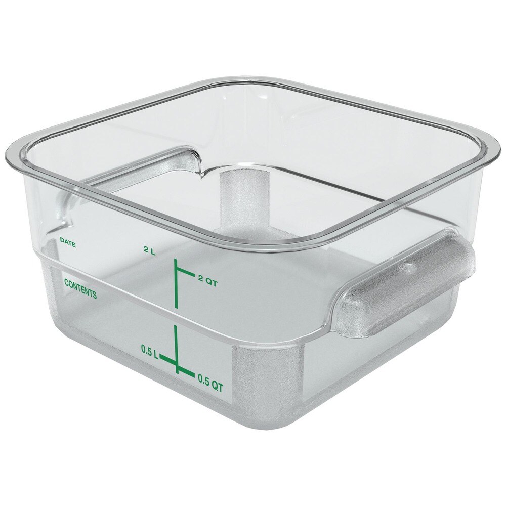 Carlisle 7.13 in. x 7.13 in. x 3.8 in. 2 qt. Squares Polycarbonate Food Storage Container - Clear